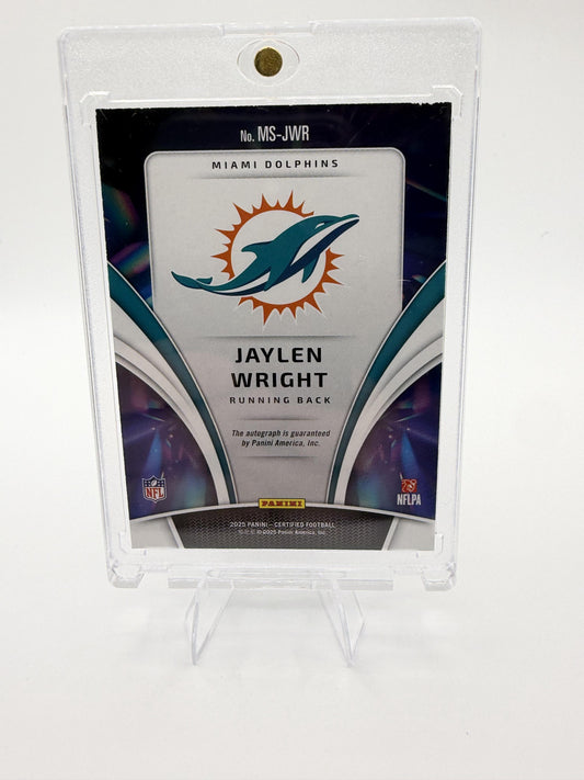 2025 Panini Certified Jaylen Wright Card Mirror Signatures Purple Dolphins
