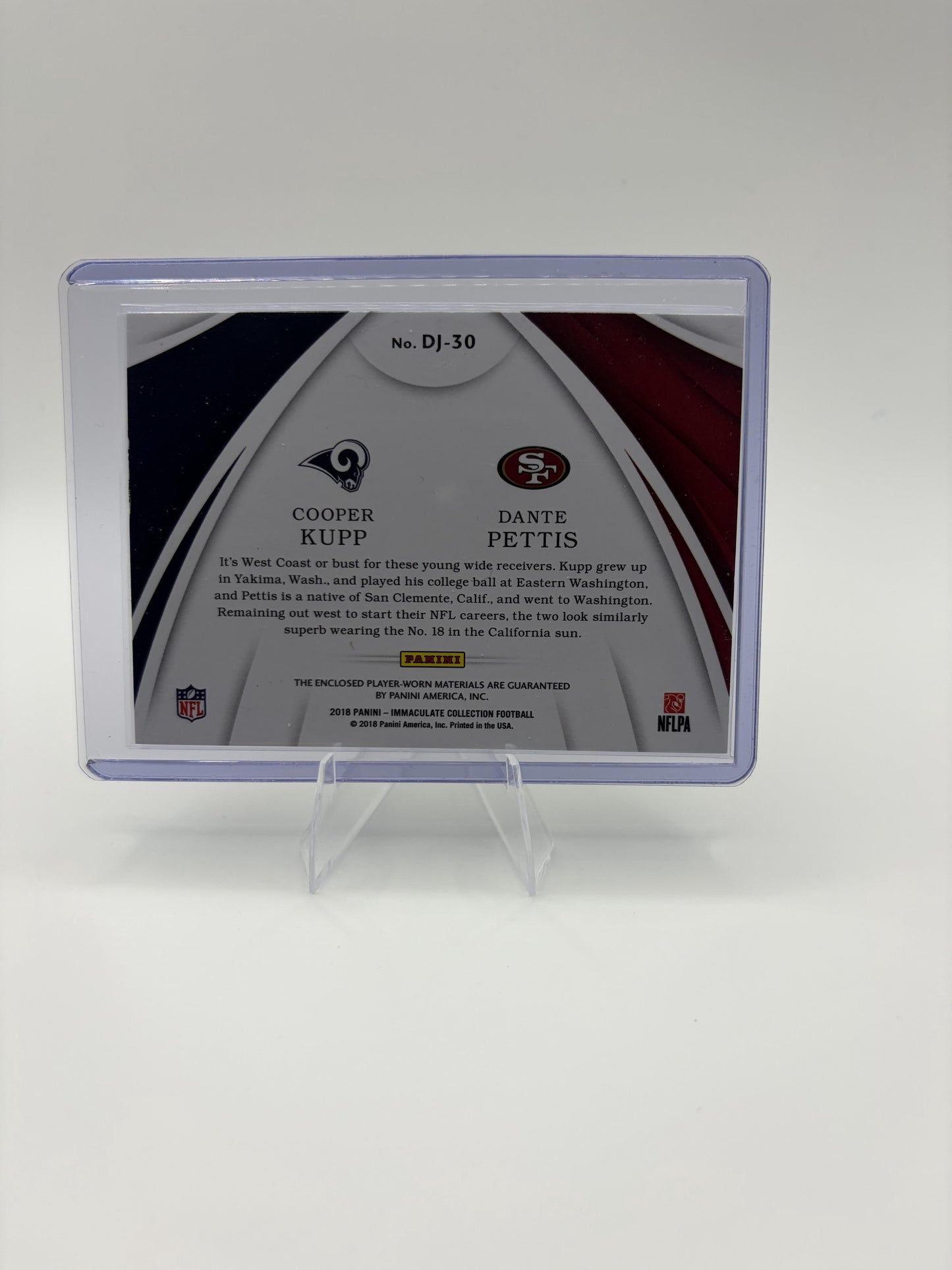 2018 Panini Immaculate Collection Dante Pettis Cooper Kupp Card  Dual Jersey /50