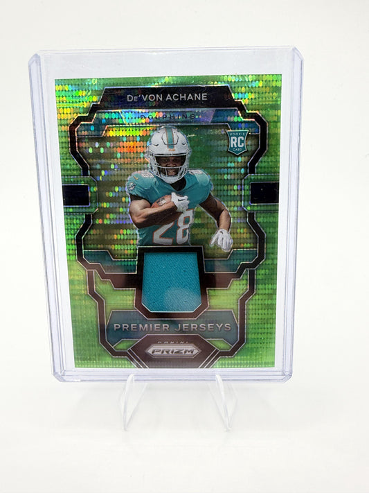 2023 Panini Prizm De'Von Achane Card Premier Jerseys Neon Green Pulsar  Dolphins