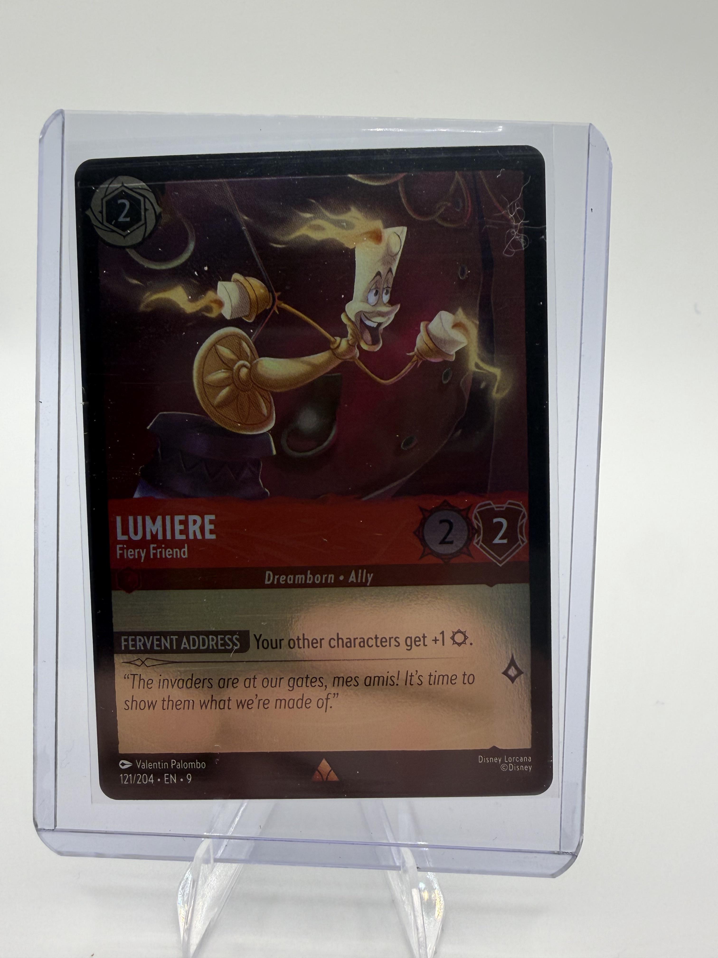 Disney Lorcana Lumiere Fiery Friend 121/204 Rare The First Chapter Ruby