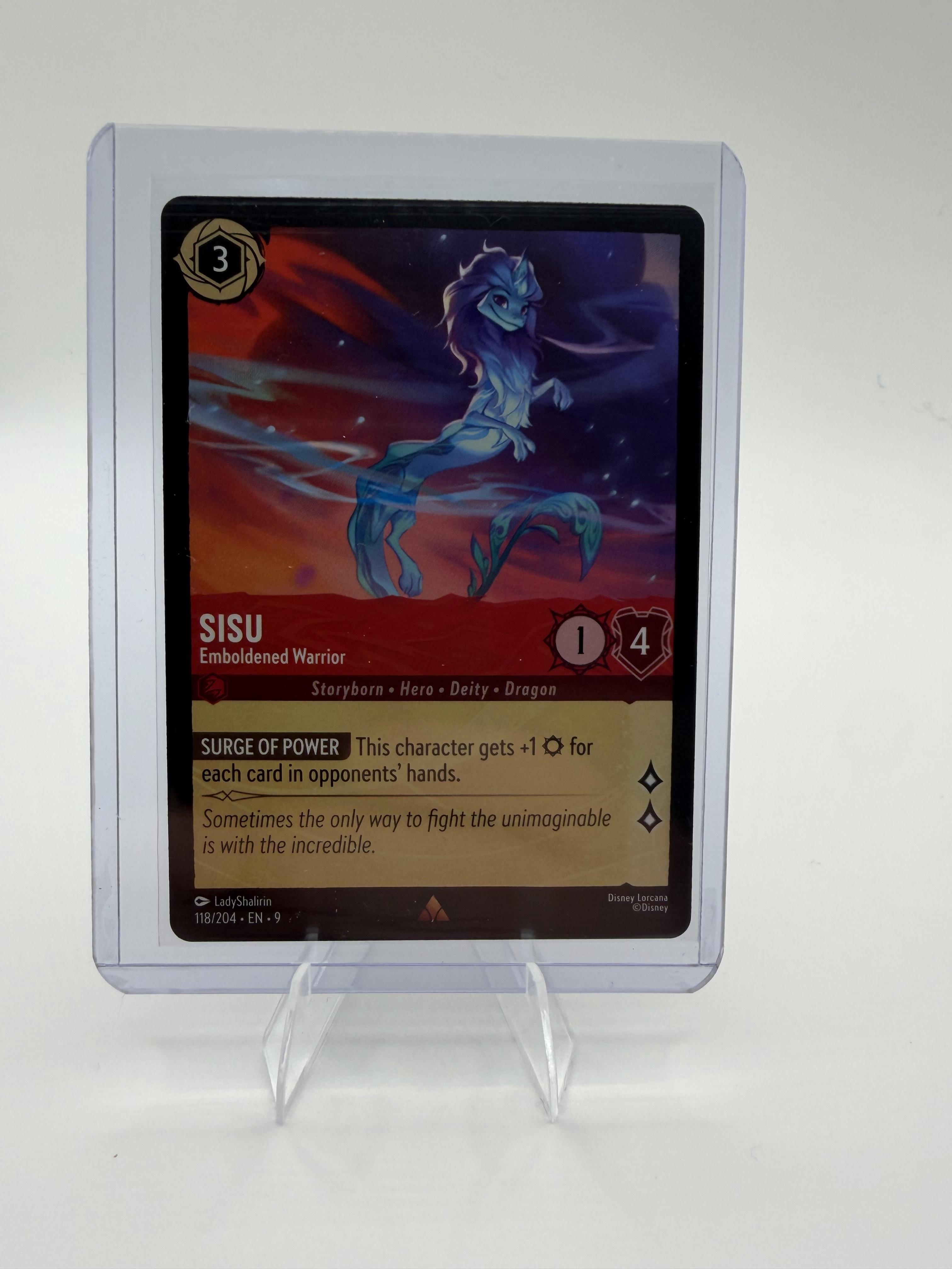 Disney Lorcana Sisu Emboldened Warrior 118/204 Rare Shimmering Skies Ruby Card