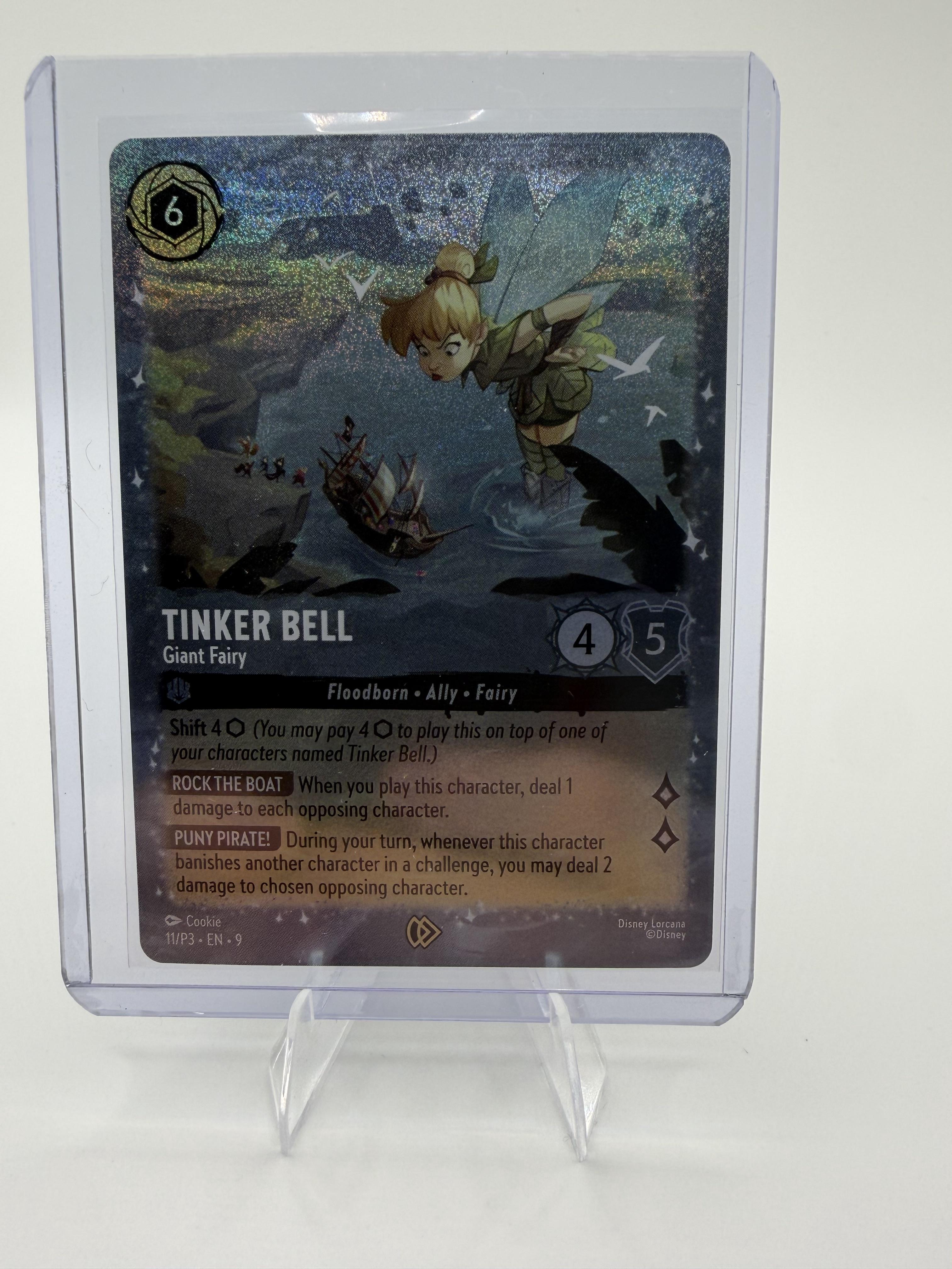 Disney Lorcana Tinker Bell Giant Fairy 11/P3 Promo Glimmer Foil Fabled EN-9 New