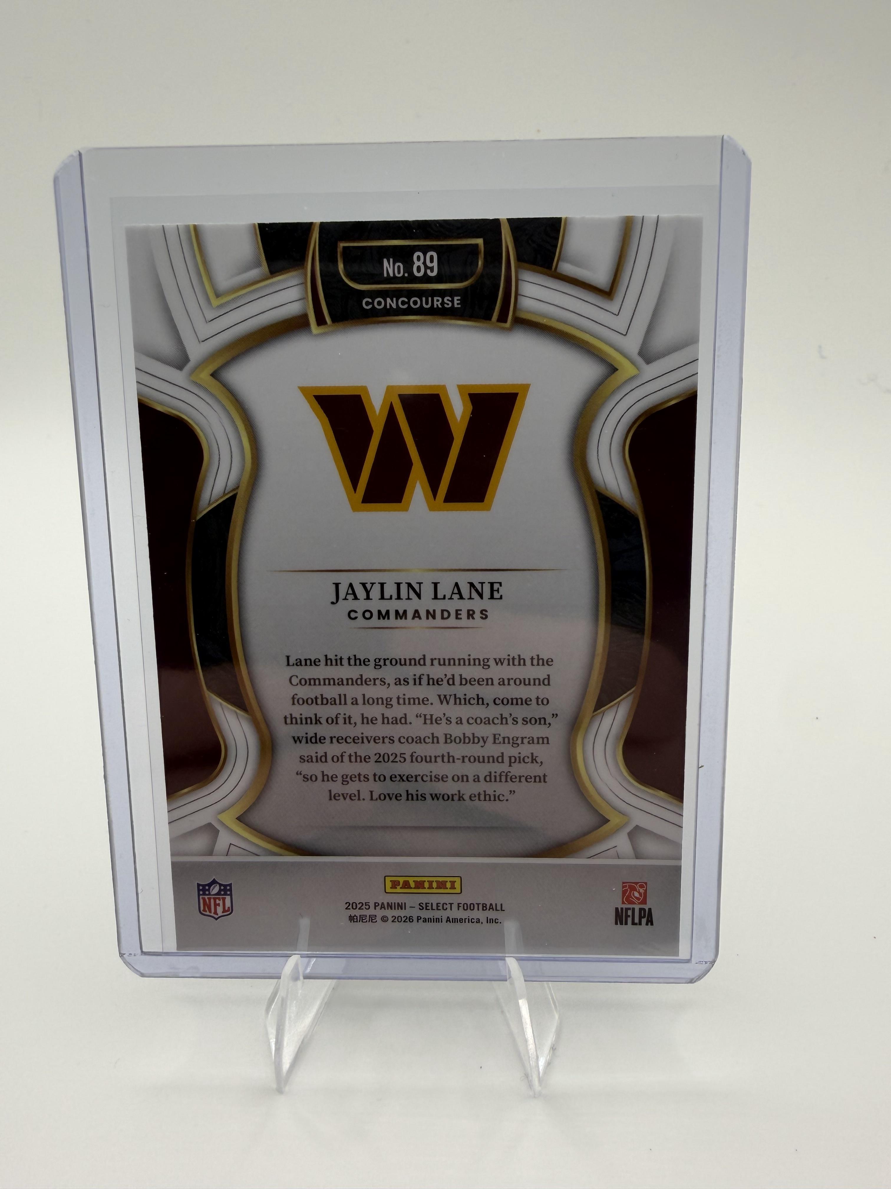 2025 Panini Select Jaylin Lane Card Washington Commanders #89