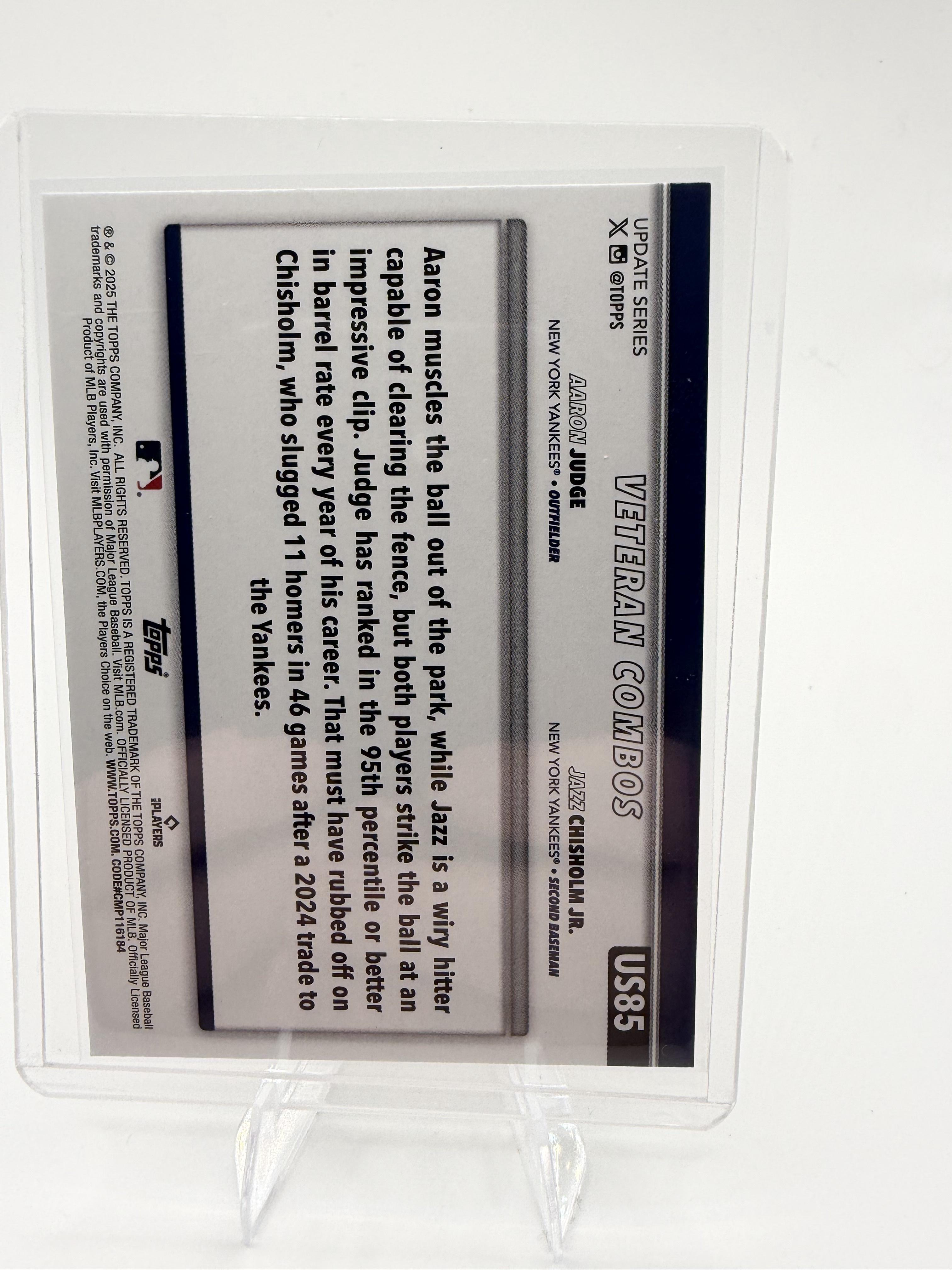 2025 Topps Update Aaron Judge / Jazz Chisholm Jr. Card Diamante Foil Yankees
