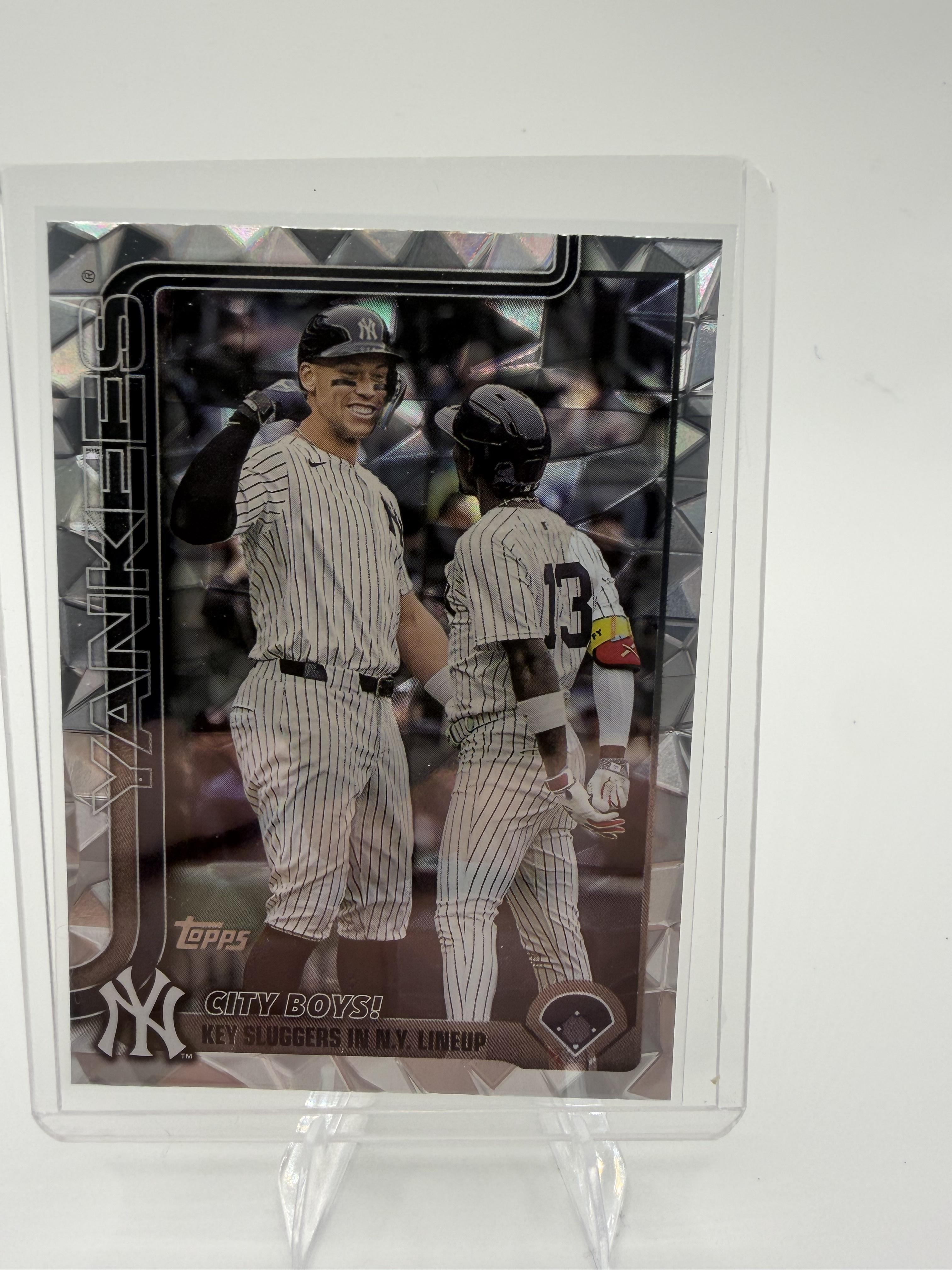 2025 Topps Update Aaron Judge / Jazz Chisholm Jr. Card Diamante Foil Yankees