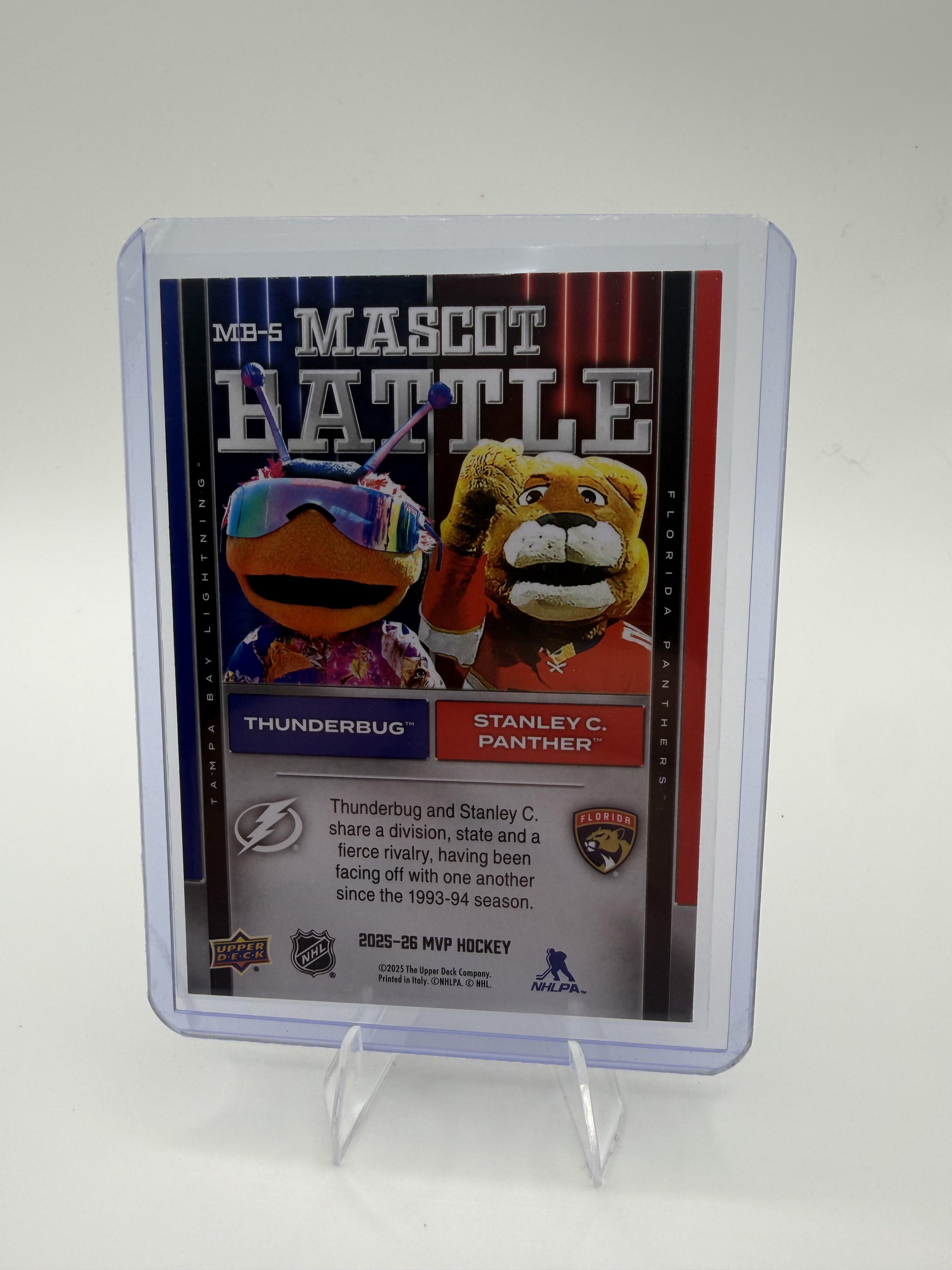2025-26 Upper Deck MVP Thunderbug / Stanley C. Panther Card Mascot Battle #MB-5