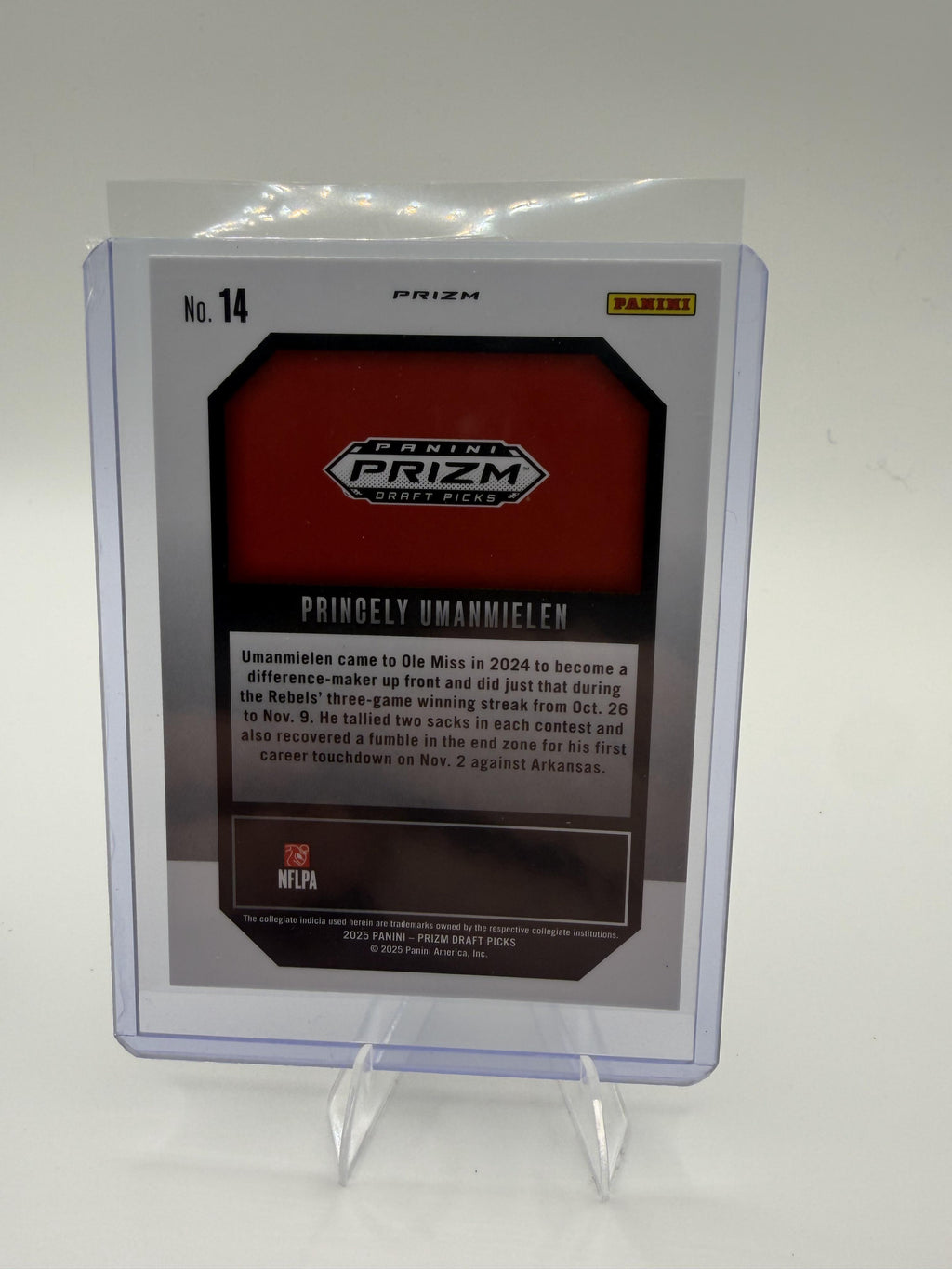2025 Panini Prizm Draft Picks Princely Umanmielen Card New Recruits Gold Ice