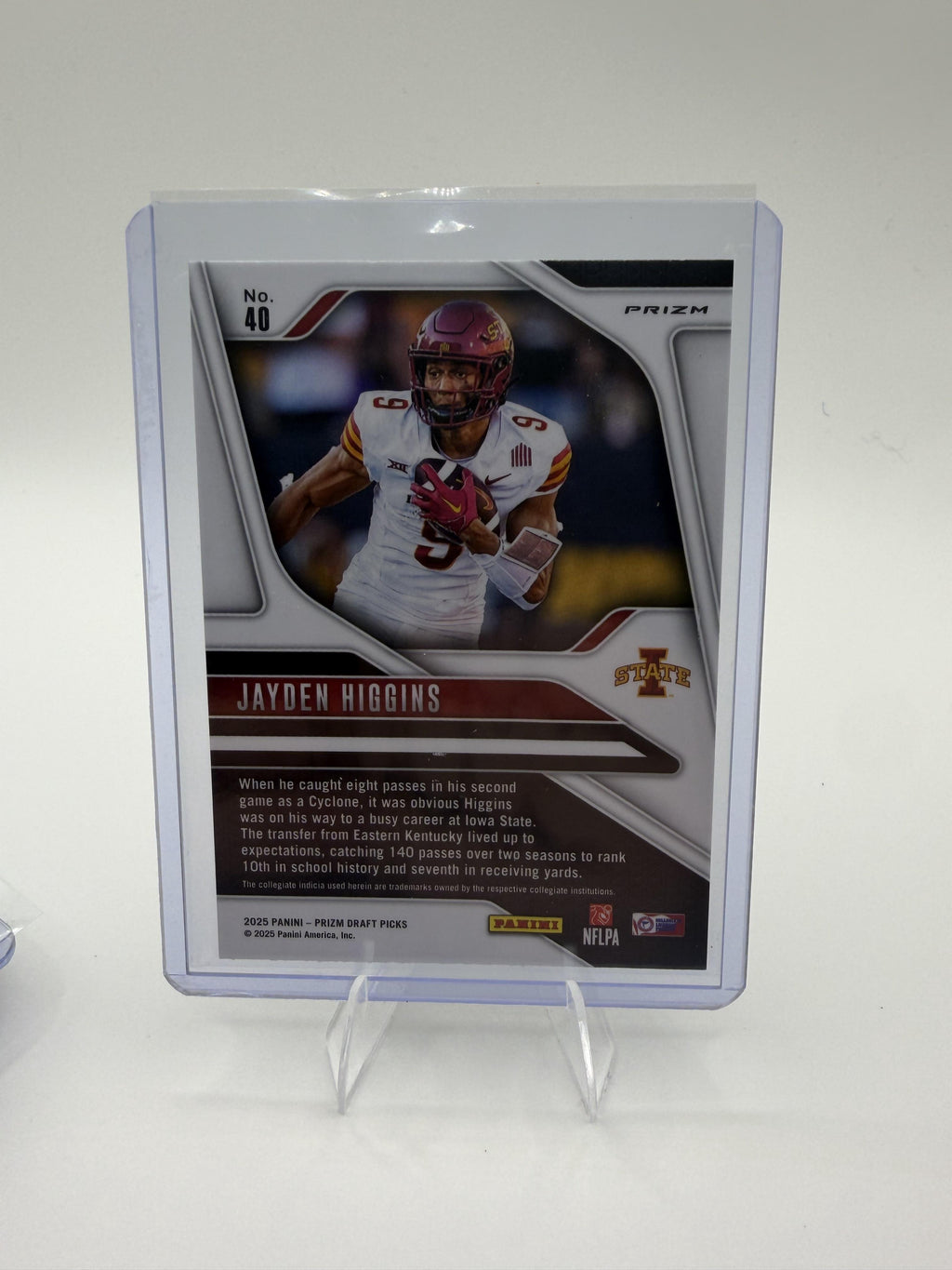 2025 Panini Prizm Draft Picks Jayden Higgins Card Prizms Gold Ice Iowa State