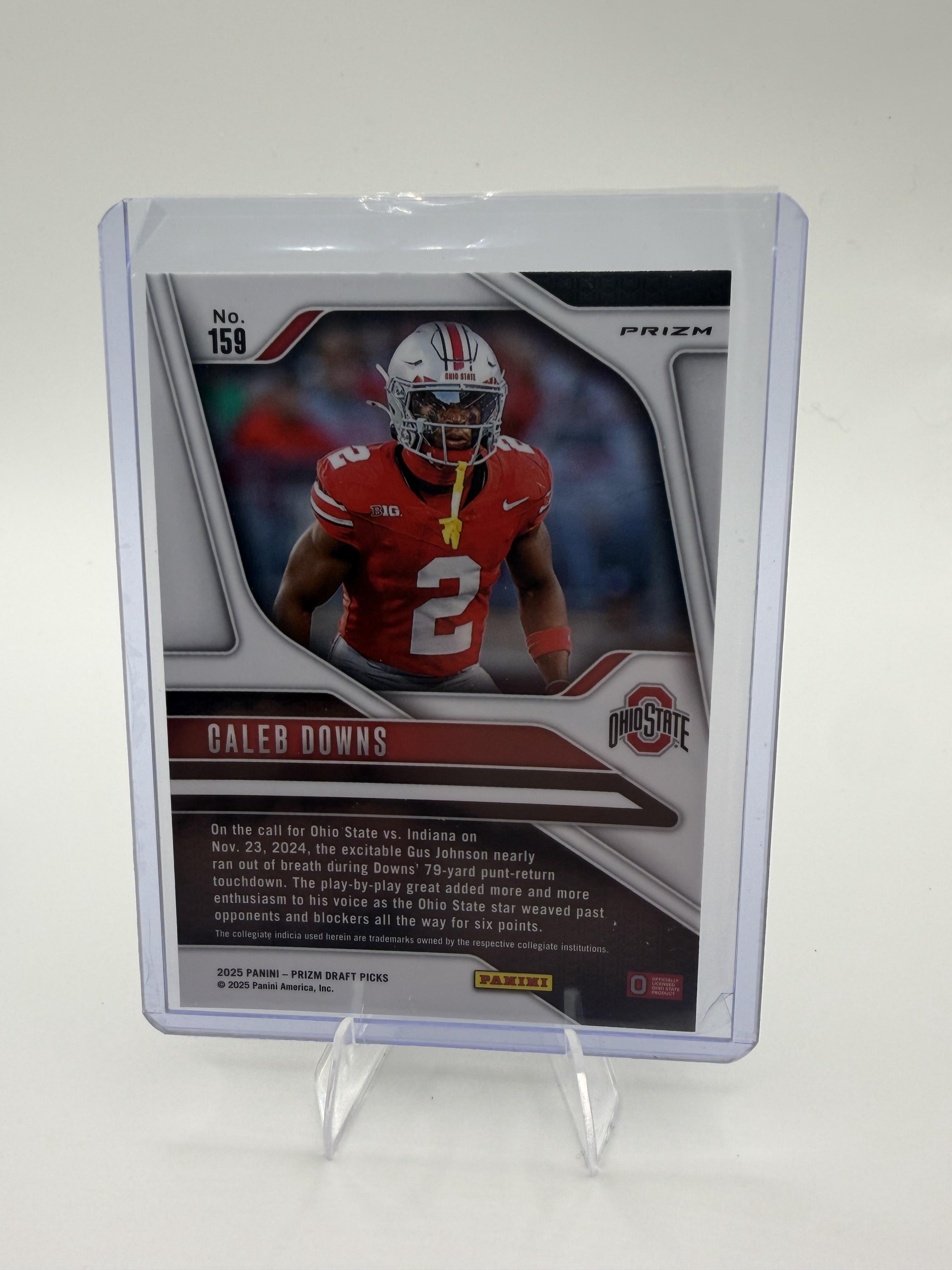 2025 Panini Prizm Draft Picks Caleb Downs Card Prizms Gold Ice  Buckeyes
