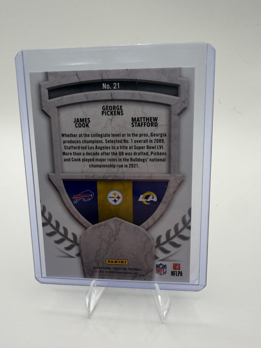 2024 Prestige George Pickens / James Cook / Matthew Stafford Card Alma Maters