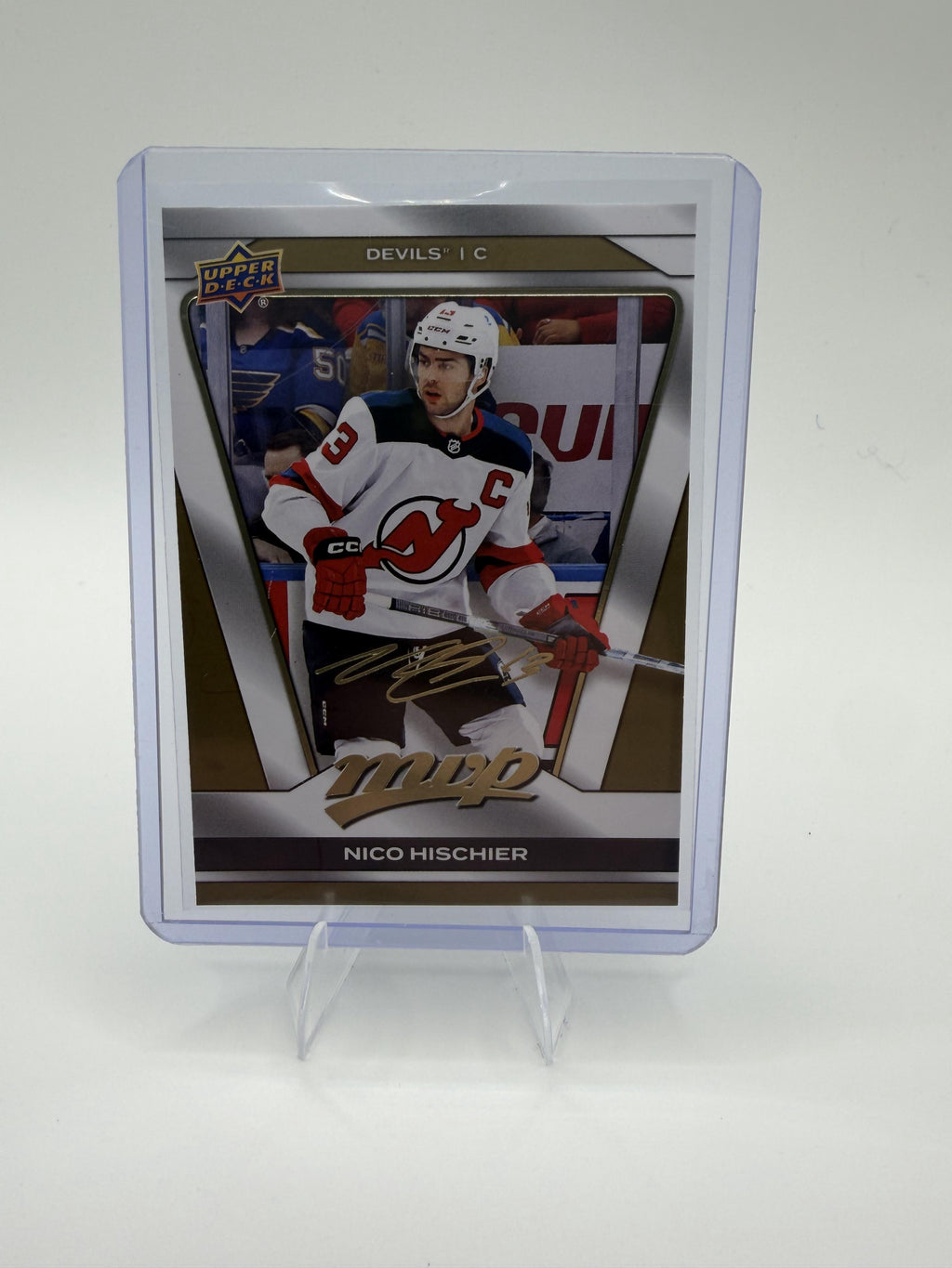 2025-26 Upper Deck MVP Nico Hischier Card Gold Script New Jersey Devils #150