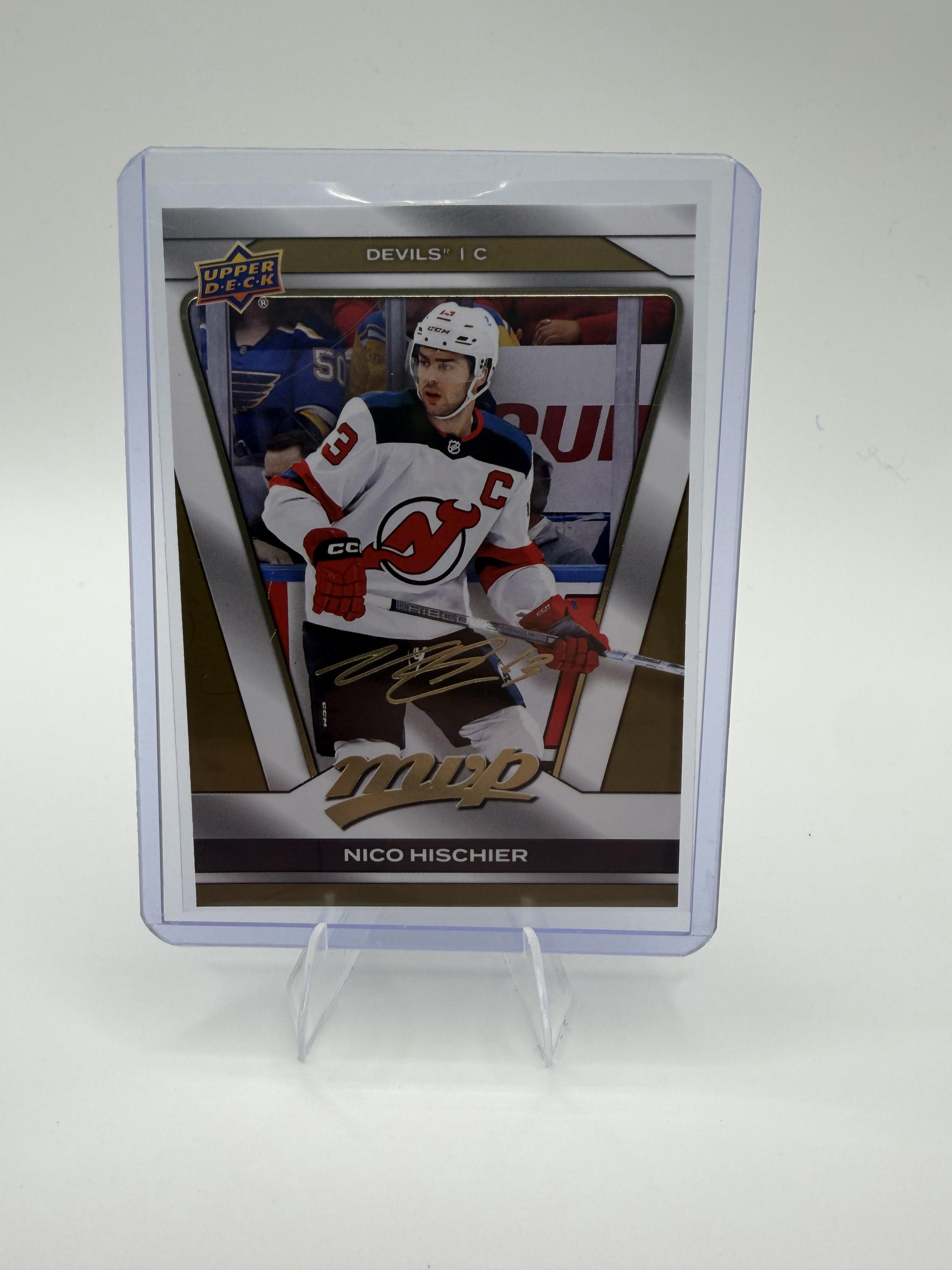 2025-26 Upper Deck MVP Nico Hischier Card Gold Script New Jersey Devils #150