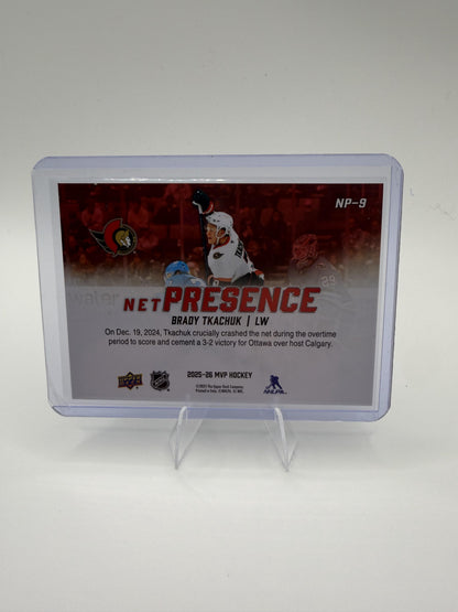 2025-26 Upper Deck MVP Brady Tkachuk Card Net Presence Ottawa Senators #NP-9