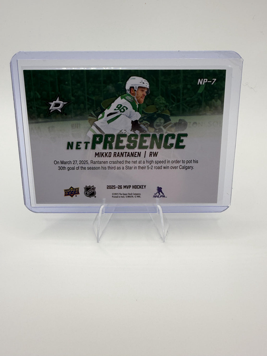 2025-26 Upper Deck MVP Mikko Rantanen Card Net Presence Dallas Stars #NP-7