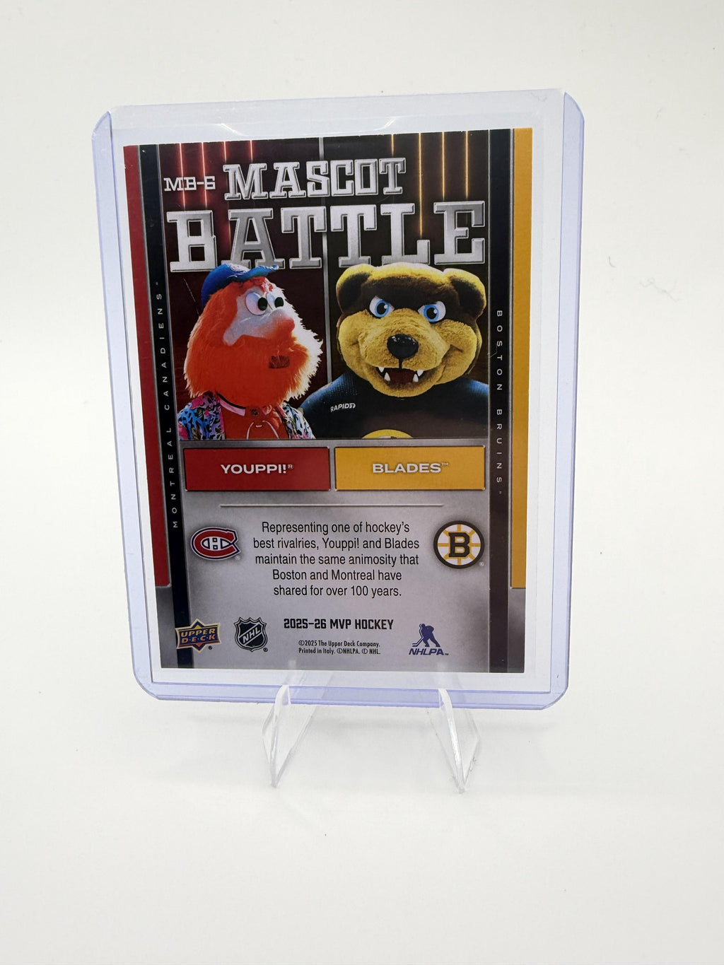 2025-26 Upper Deck MVP Youppi / Blades The Bruin Card Mascot Battle #MB-6