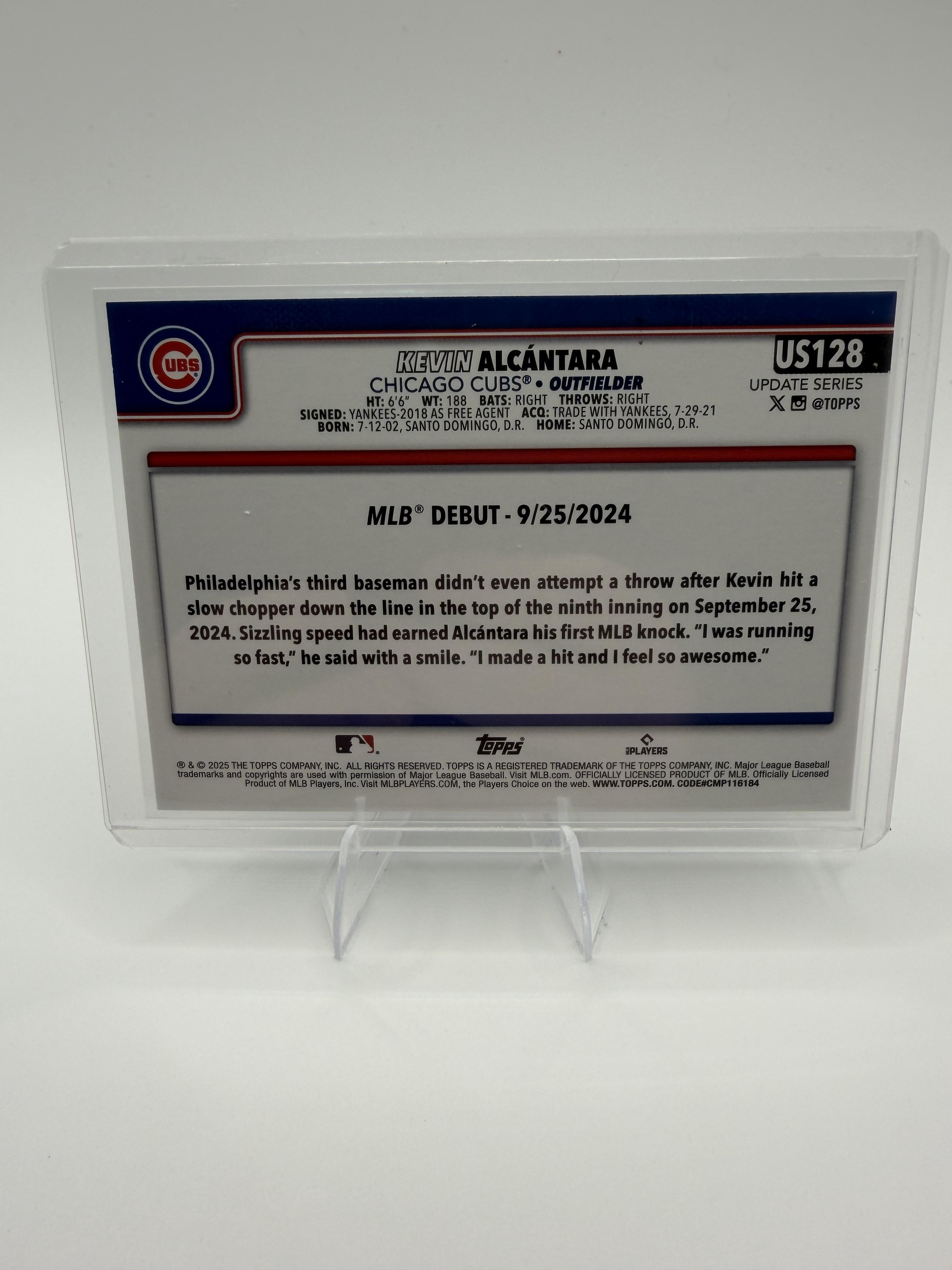 2025 Topps Update Kevin Alcantara Rookie Debut Holo Foil RC #US128 Cubs Prizm