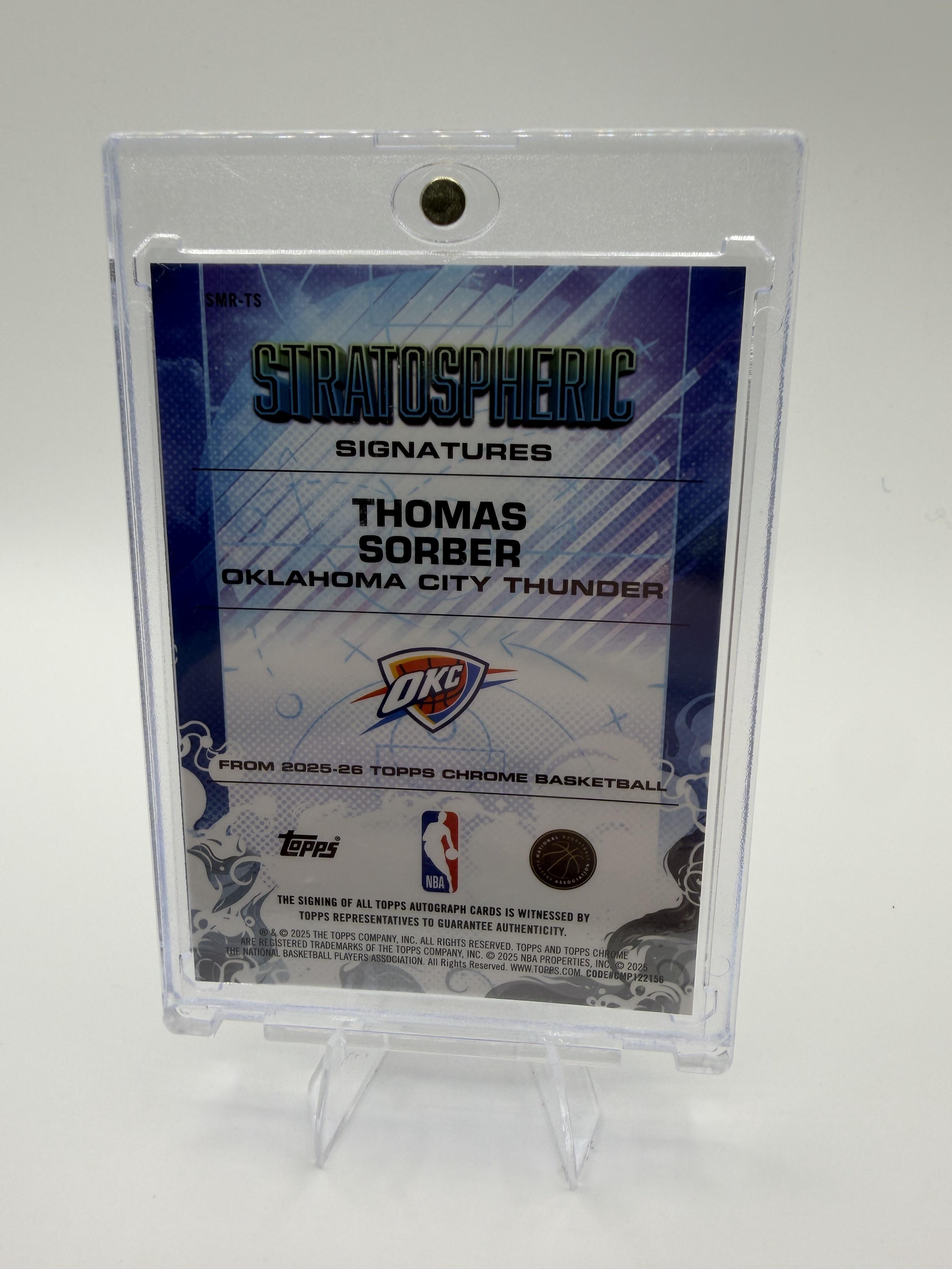 2025-26 Topps Chrome Thomas Sorber Stratospheric Signatures Auto RC OKC Thunder