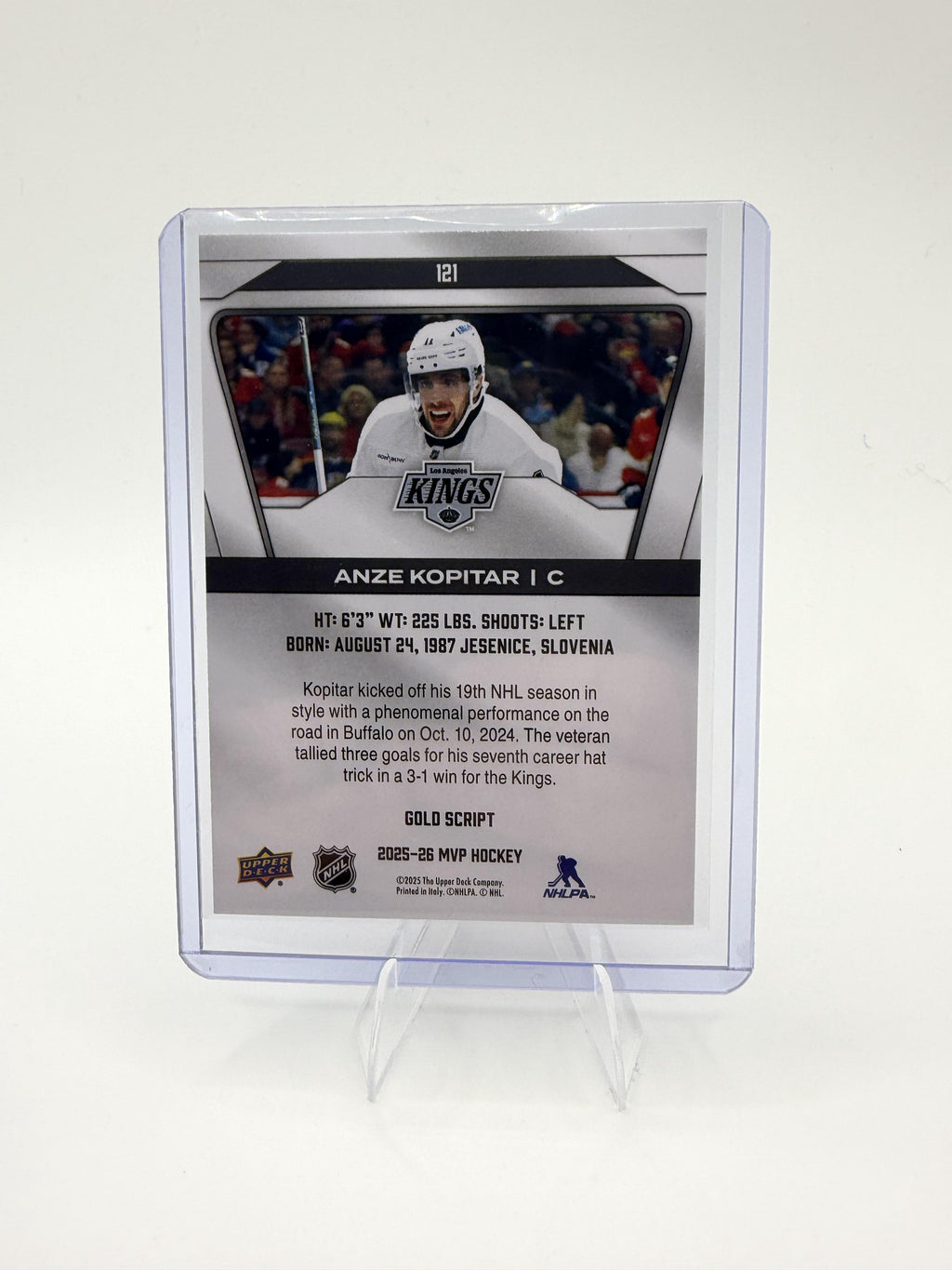 2025-26 Upper Deck MVP Anze Kopitar Card Gold Script Los Angeles Kings #121
