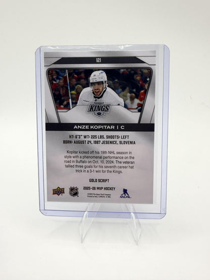 2025-26 Upper Deck MVP Anze Kopitar Card Gold Script Los Angeles Kings #121