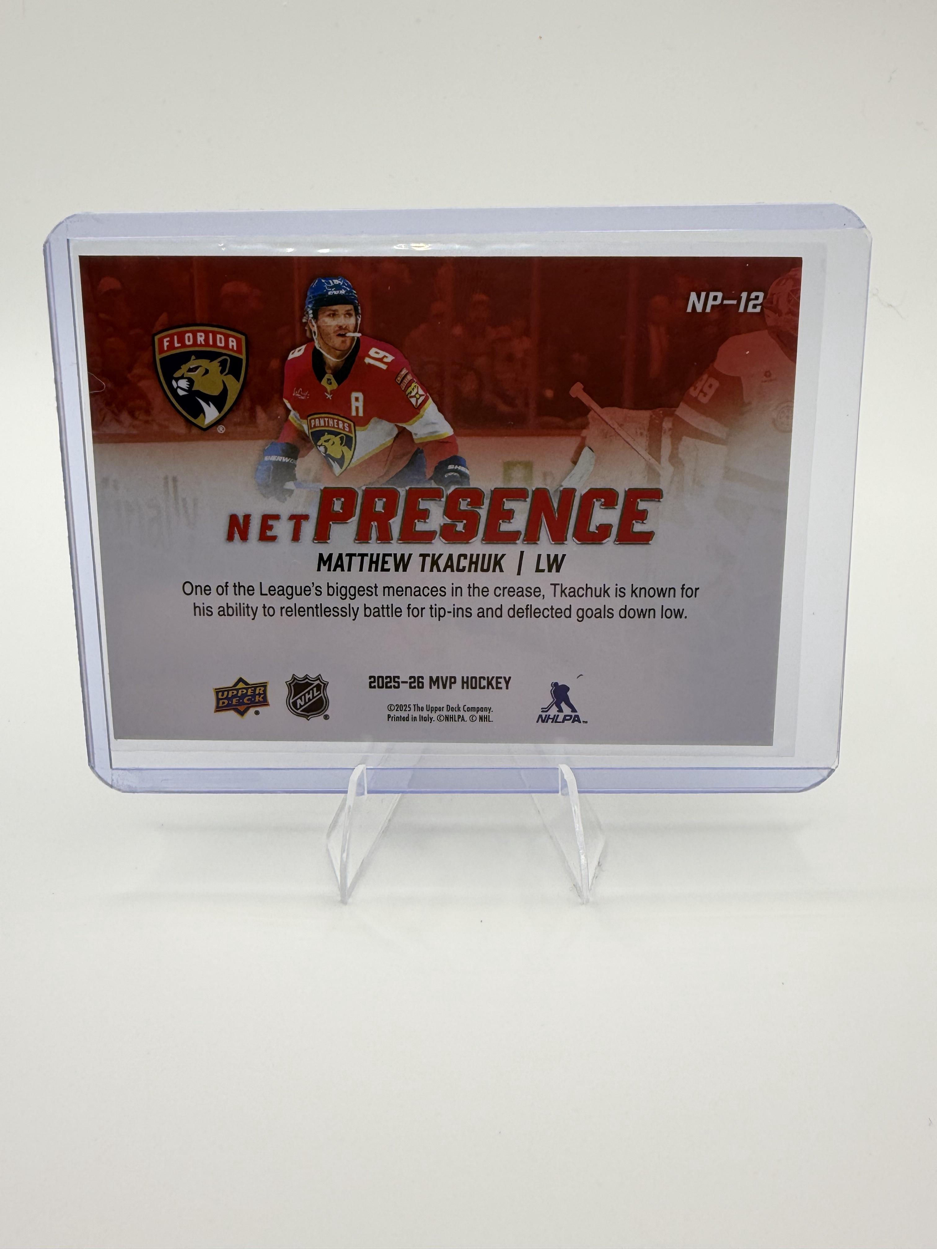 2025-26 Upper Deck MVP Matthew Tkachuk Card Net Presence Florida Panthers #NP-12
