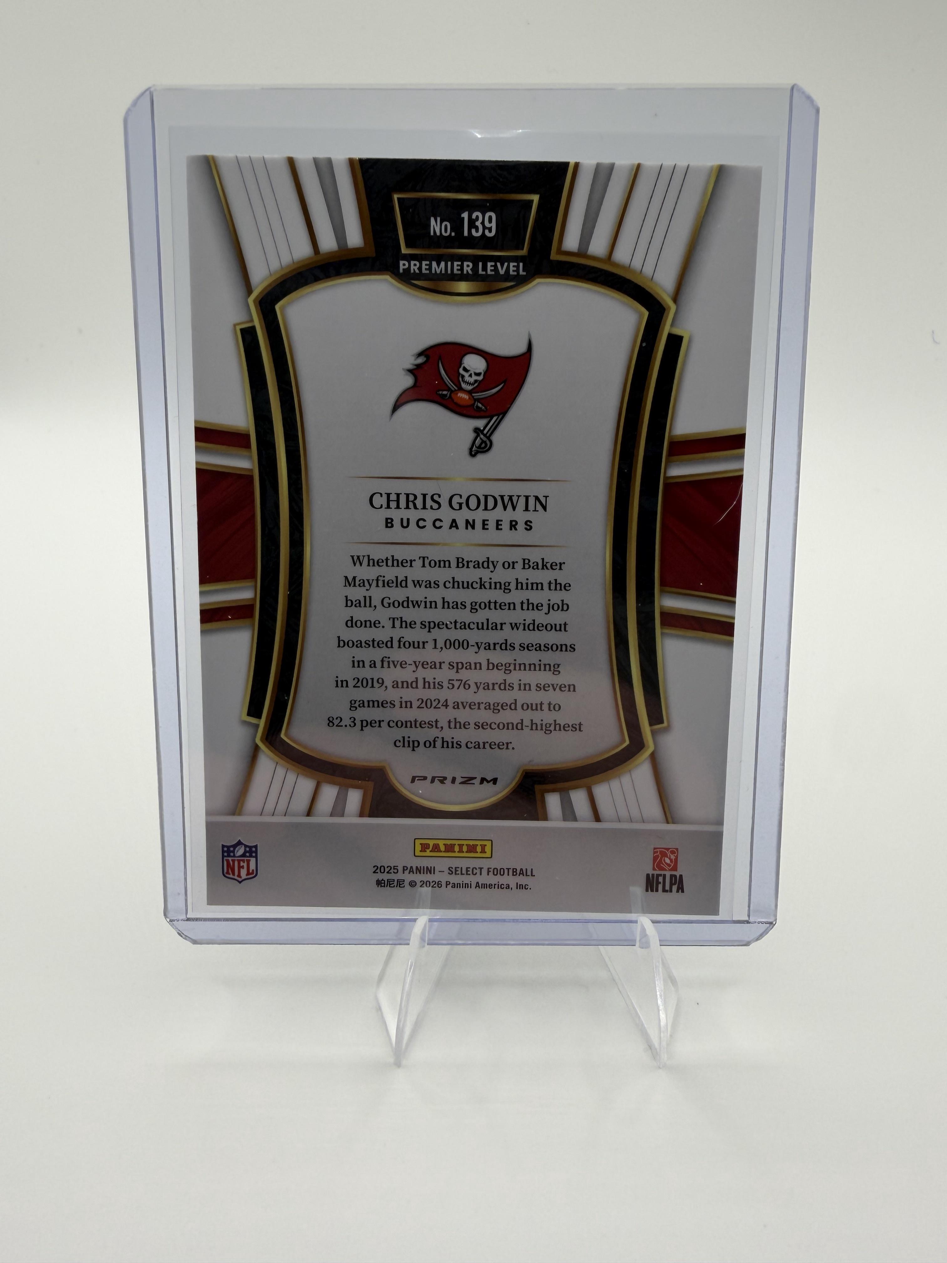 2025 Panini Select Chris Godwin #139 Premier Level Black & Gold Shock Prizm