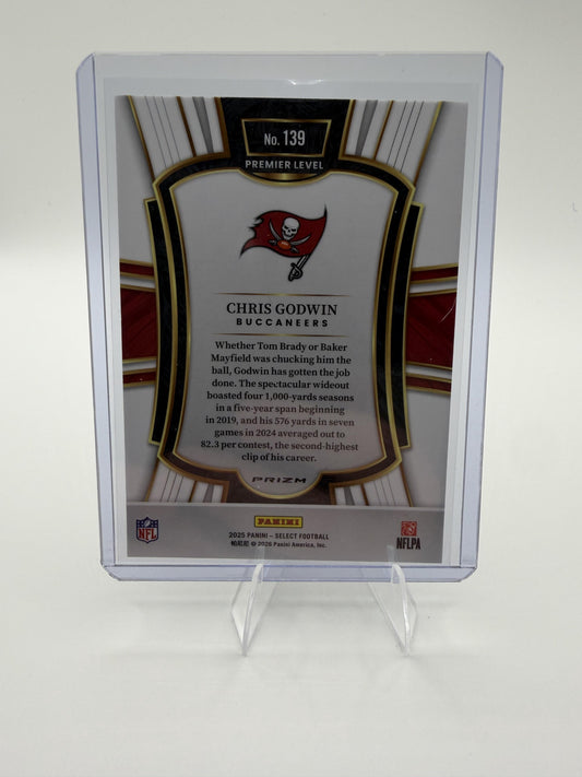 2025 Panini Select Chris Godwin #139 Premier Level Black & Gold Shock Prizm