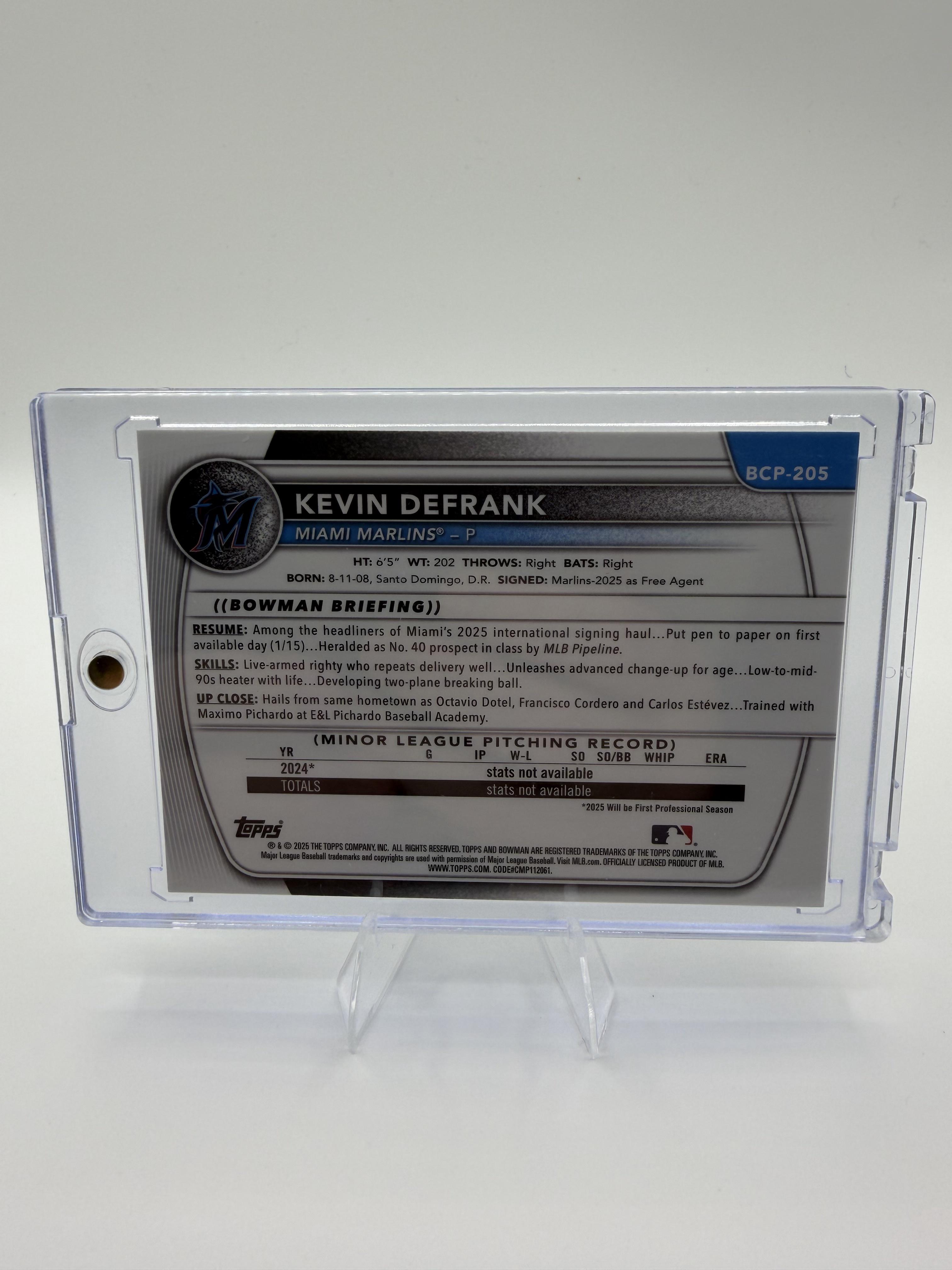 2025 Bowman Chrome Kevin Defrank 1st Green Refractor /125 BCP-205 Marlins