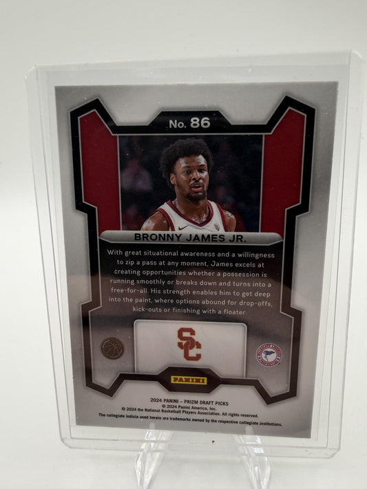 2024 Panini Prizm Draft Picks Bronny James Jr. Card USC Trojans #86