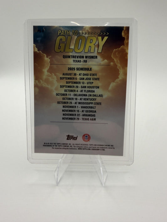 2025 Bowman University Chrome Quintrevion Wisner Card Path to Glory Texas