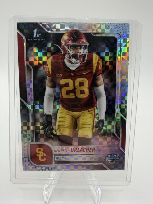 2025 Bowman Chrome University Kennedy Urlacher #16 Checkerboard Parallel USC 1st