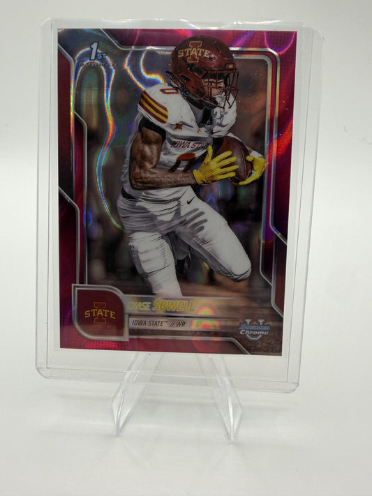 2025 Bowman Chrome University Chase Sowell #123 Pink Lava Refractor 1st ISU