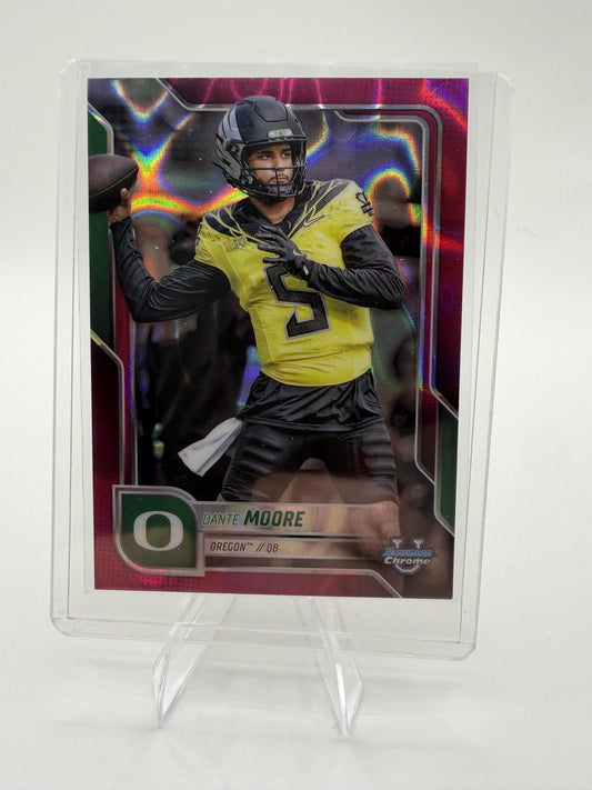 2025 Bowman Chrome University Dante Moore #137 Pink Lava Refractor Oregon