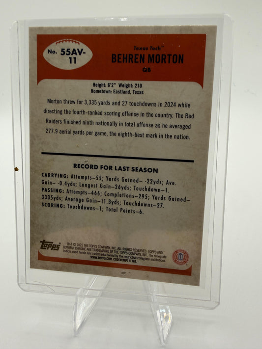 2025 Bowman Chrome University Behren Morton 1955 Bowman Insert #55AV-11