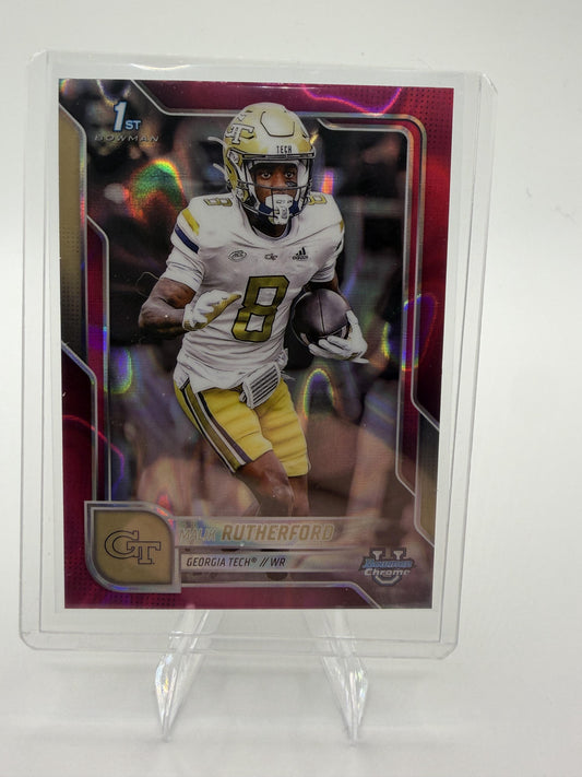 2025 Bowman Chrome University Malik Rutherford #23 Pink Lava Refractor 1st