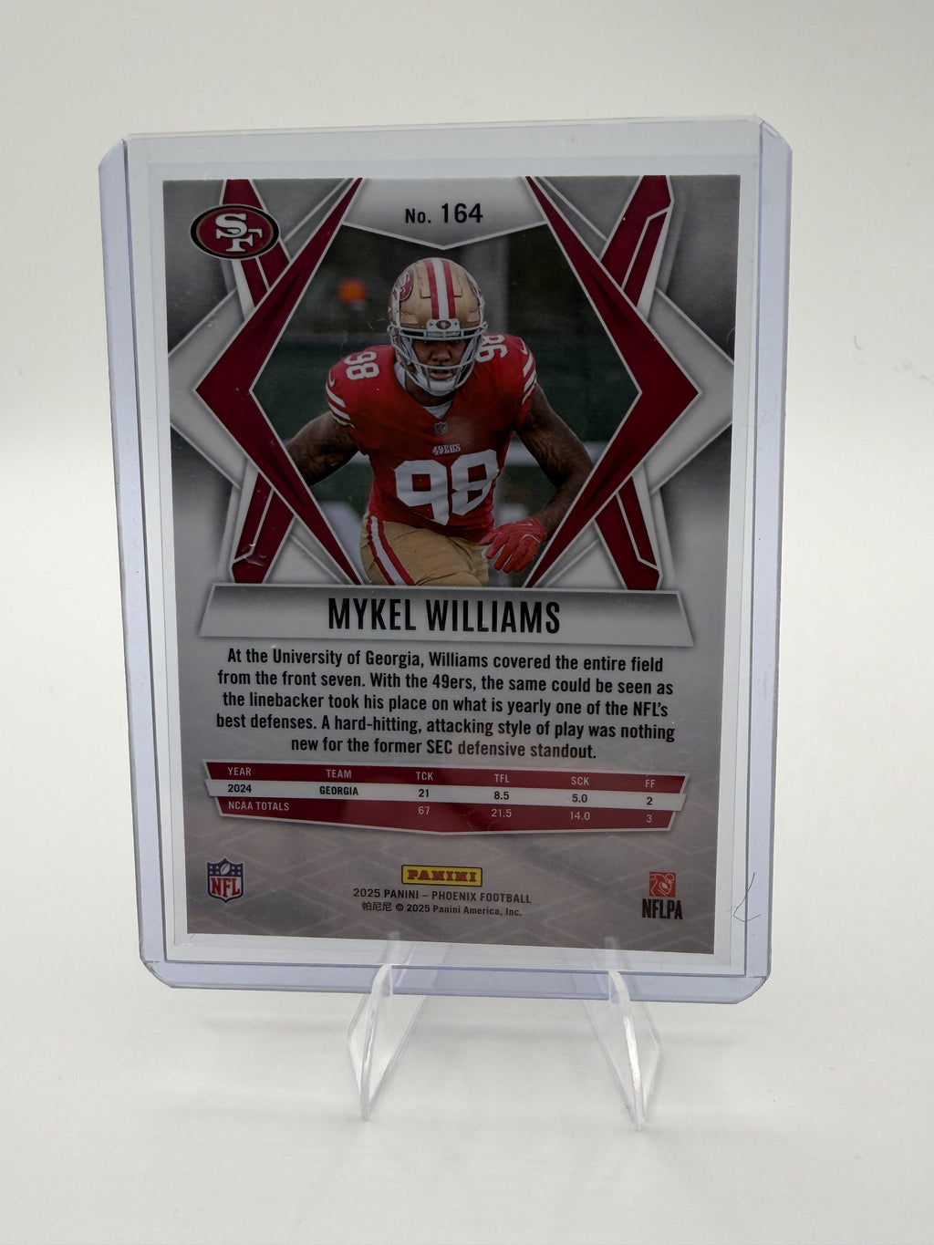 2025 Panini Phoenix Mykel Williams Card Phoenix Prizm 49ers #164