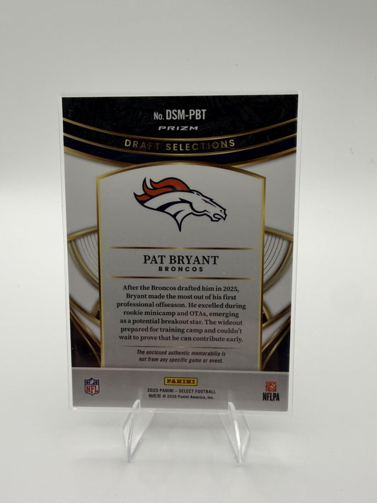 2025 Panini Select Pat Bryant Draft Selections Memorabilia Prizm RC Jersey