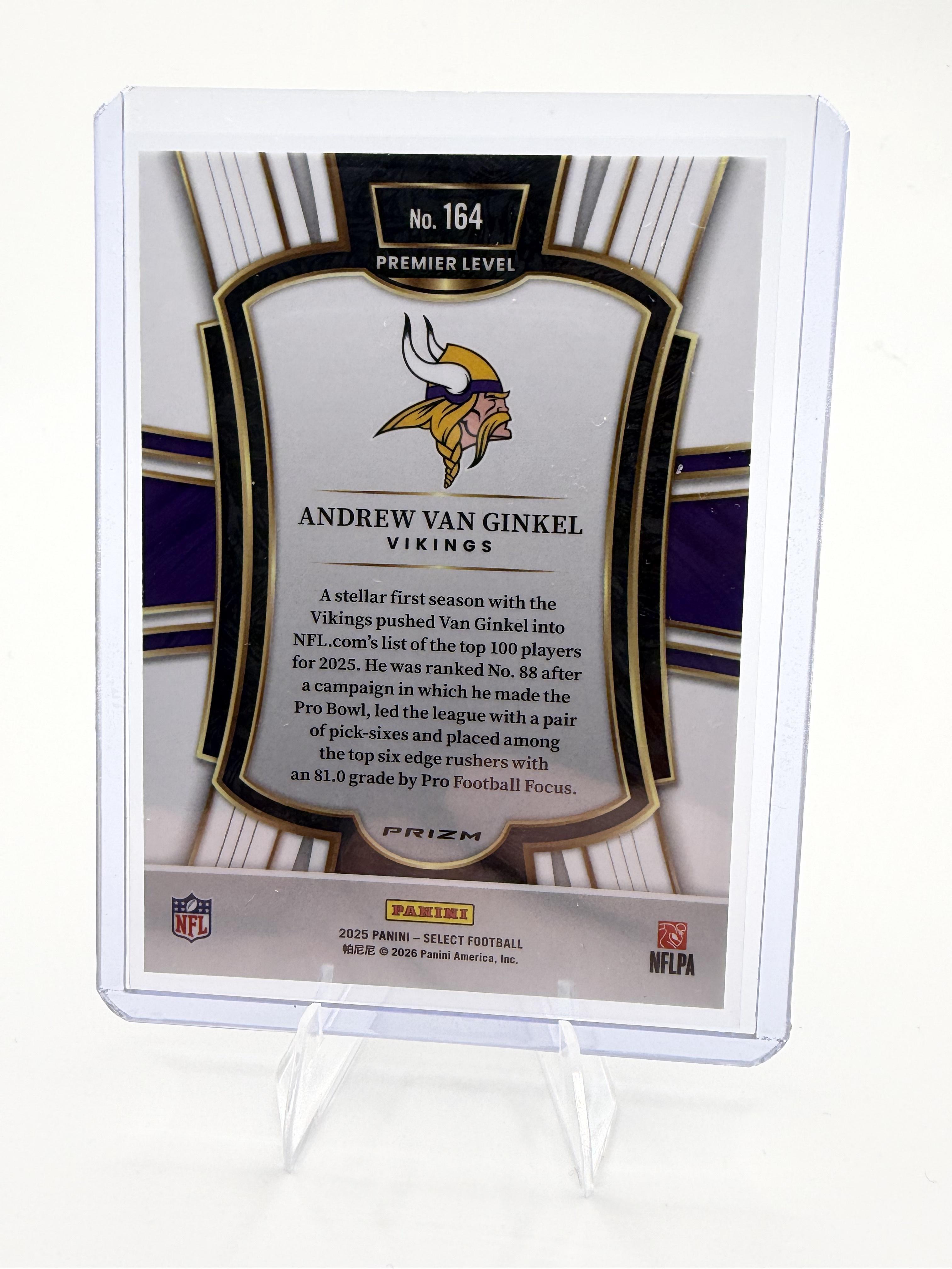 2025 Panini Select Andrew Van Ginkel Card Green & Yellow Prizm Shock  Vikings