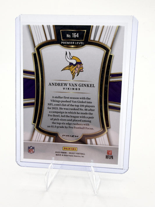 2025 Panini Select Andrew Van Ginkel Card Green & Yellow Prizm Shock  Vikings