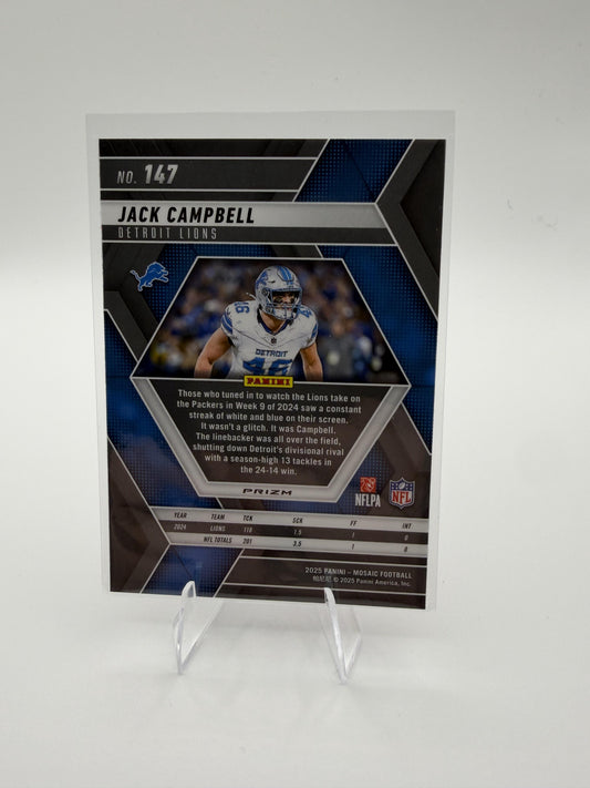 2025 Panini Mosaic Jack Campbell #147 Pink Camo Detroit Lions LB