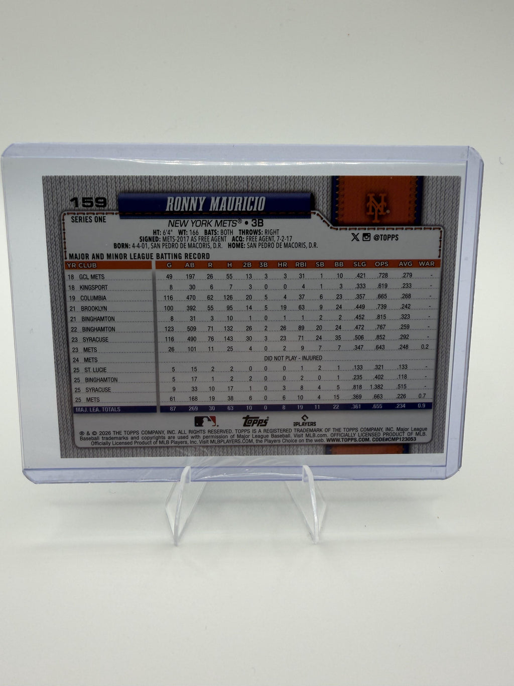 2026 Topps Ronny Mauricio #159 75th Anniversary Diamante Foil Parallel Mets