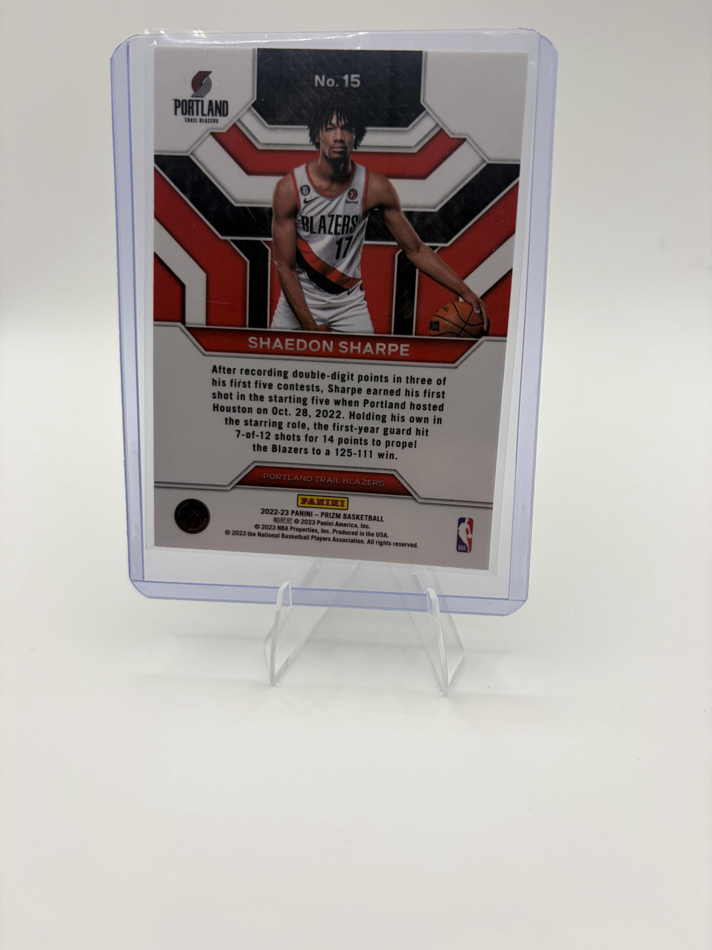 2022 Panini Prizm Shaedon Sharpe Emergent Silver Prizm RC Trail Blazers #15