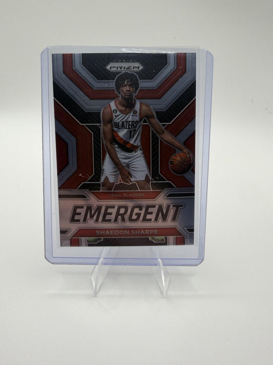 2022 Panini Prizm Shaedon Sharpe Emergent Silver Prizm RC Trail Blazers #15