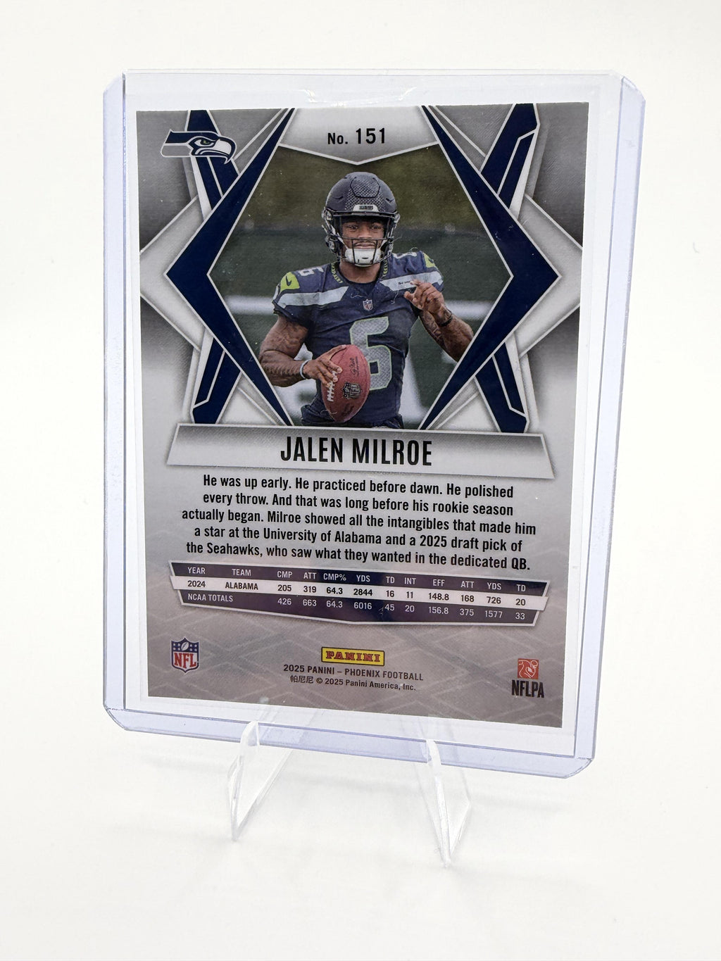 2025 Panini Phoenix Jalen Milroe Card RC Seattle Seahawks #151