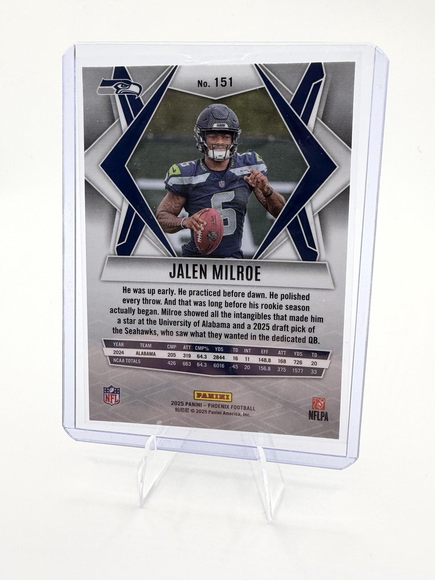 2025 Panini Phoenix Jalen Milroe Card RC Seattle Seahawks #151