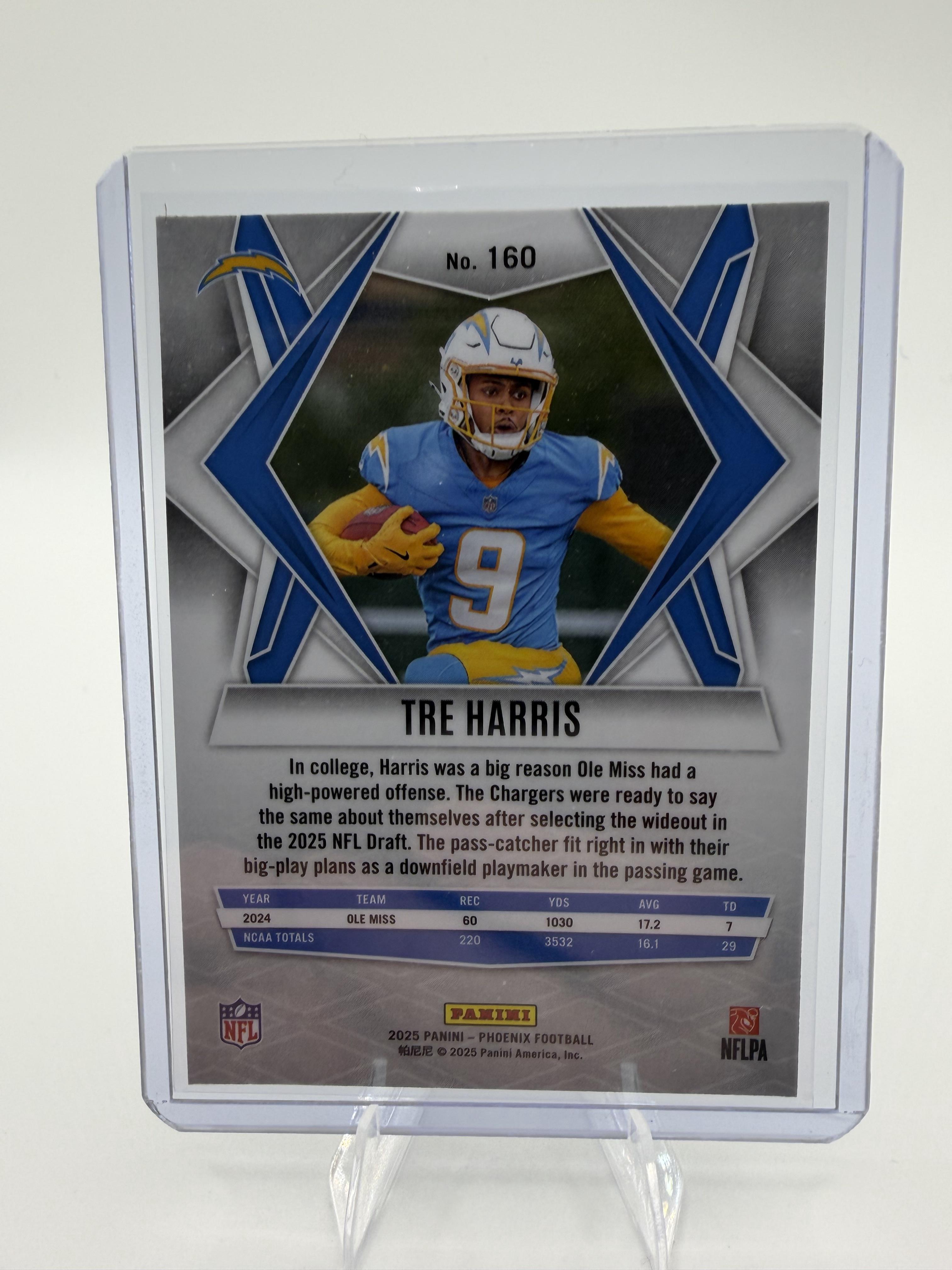 2025 Panini Phoenix Tre Harris Card RC Los Angeles Chargers #160
