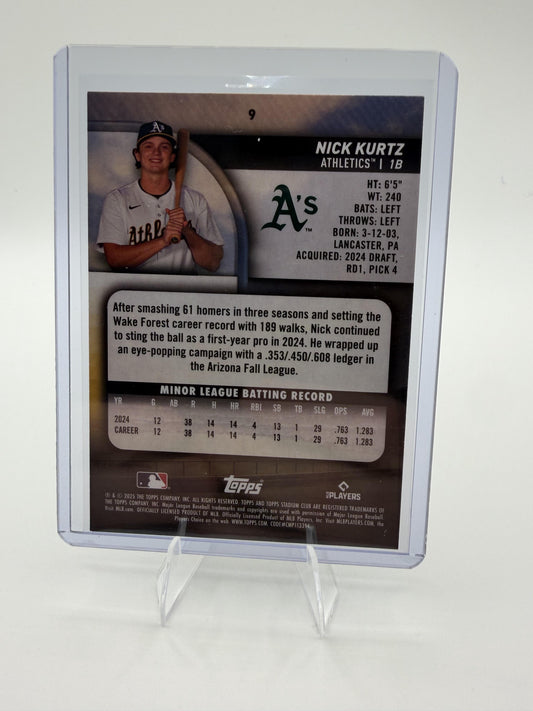 2025 Topps Stadium Club Nick Kurtz RC #9 Oakland Athletics Rookie Card
