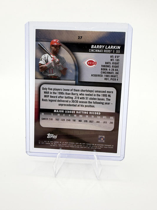2025 Topps Stadium Club Barry Larkin #27 Pink Foil Parallel Cincinnati Reds HOF