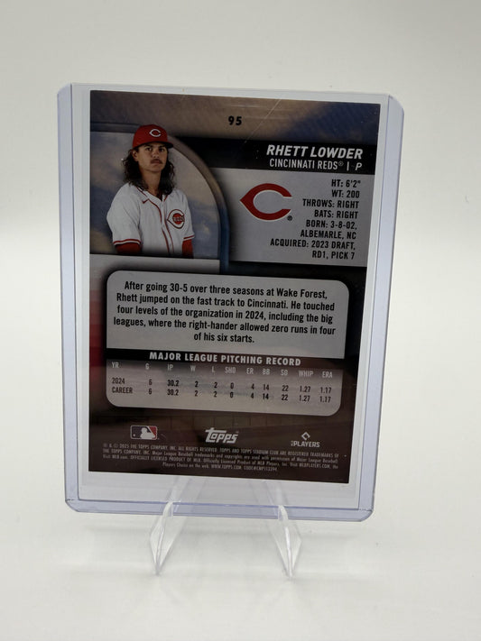 2025 Topps Stadium Club Rhett Lowder #95 Pink Foil Parallel Rookie RC Reds P