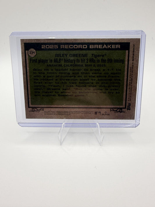 2026 Topps Heritage Riley Greene Card Detroit Tigers #234