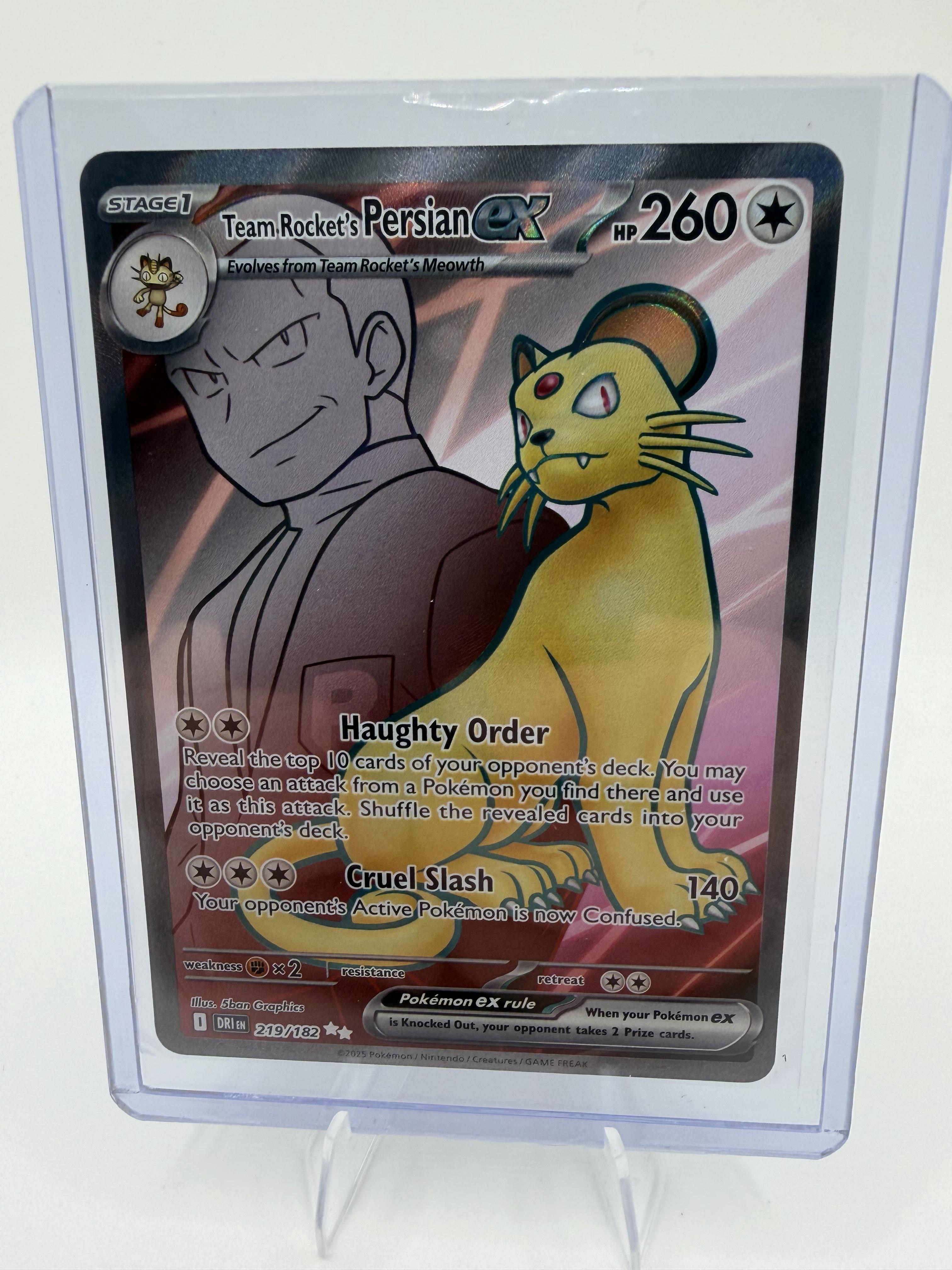 Team Rocket's Persian ex 219/182 SIR Special Illustration Rare Pokemon
